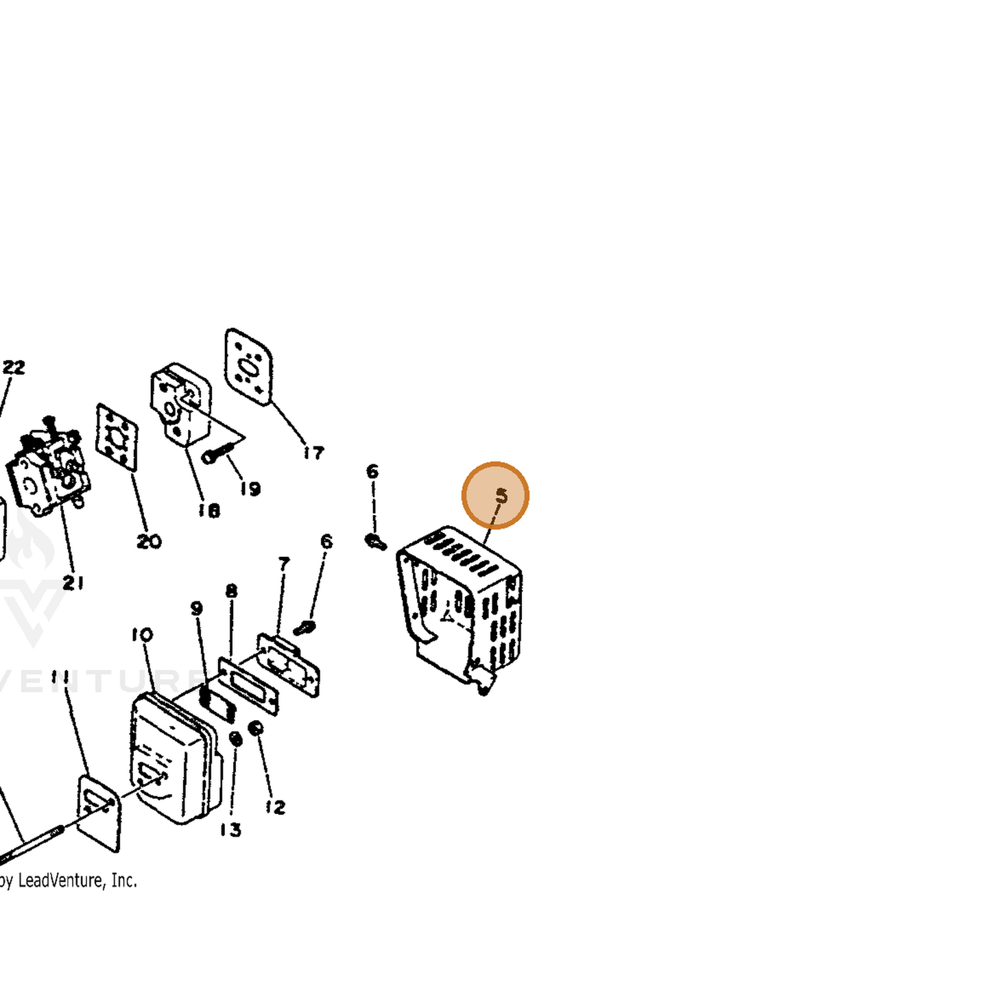 ECHO part 14587109220 — IPL diagram snippet (6x zoom, amber highlight)
