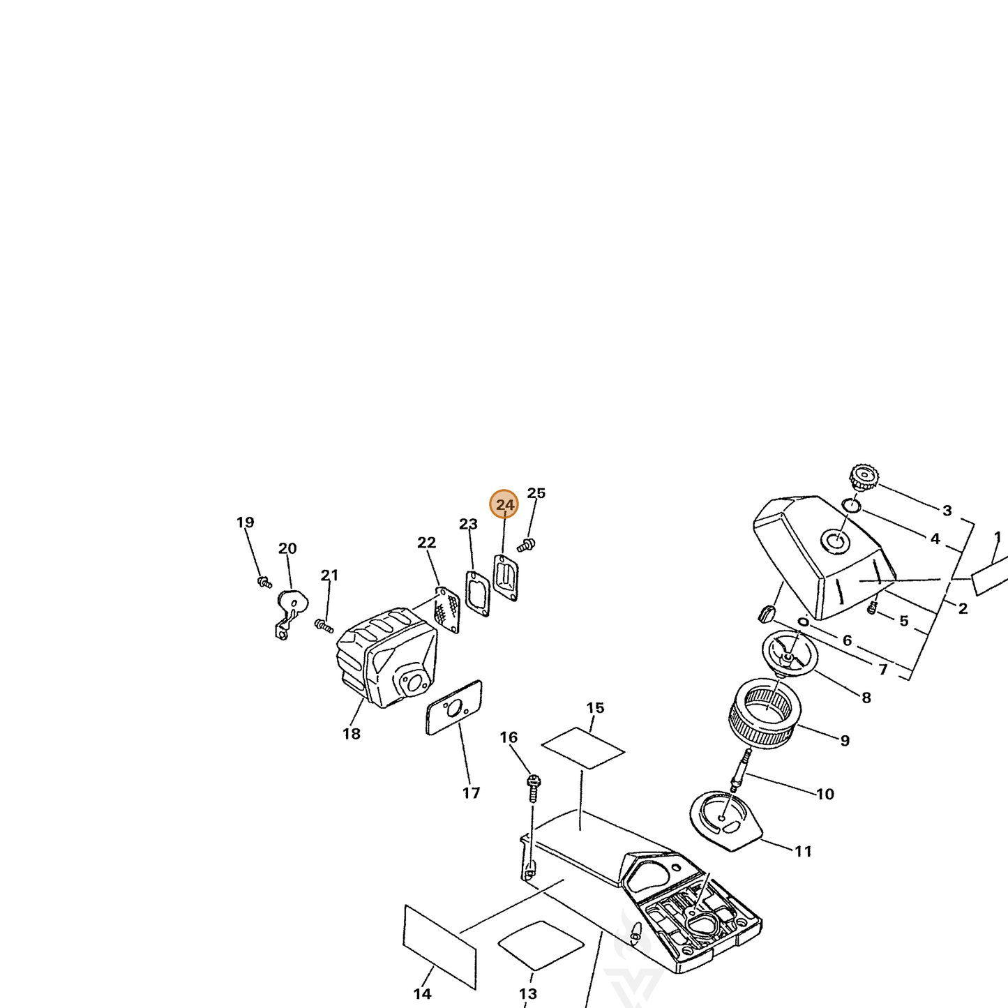 ECHO part 14587333930 — IPL diagram snippet (6x zoom, amber highlight)