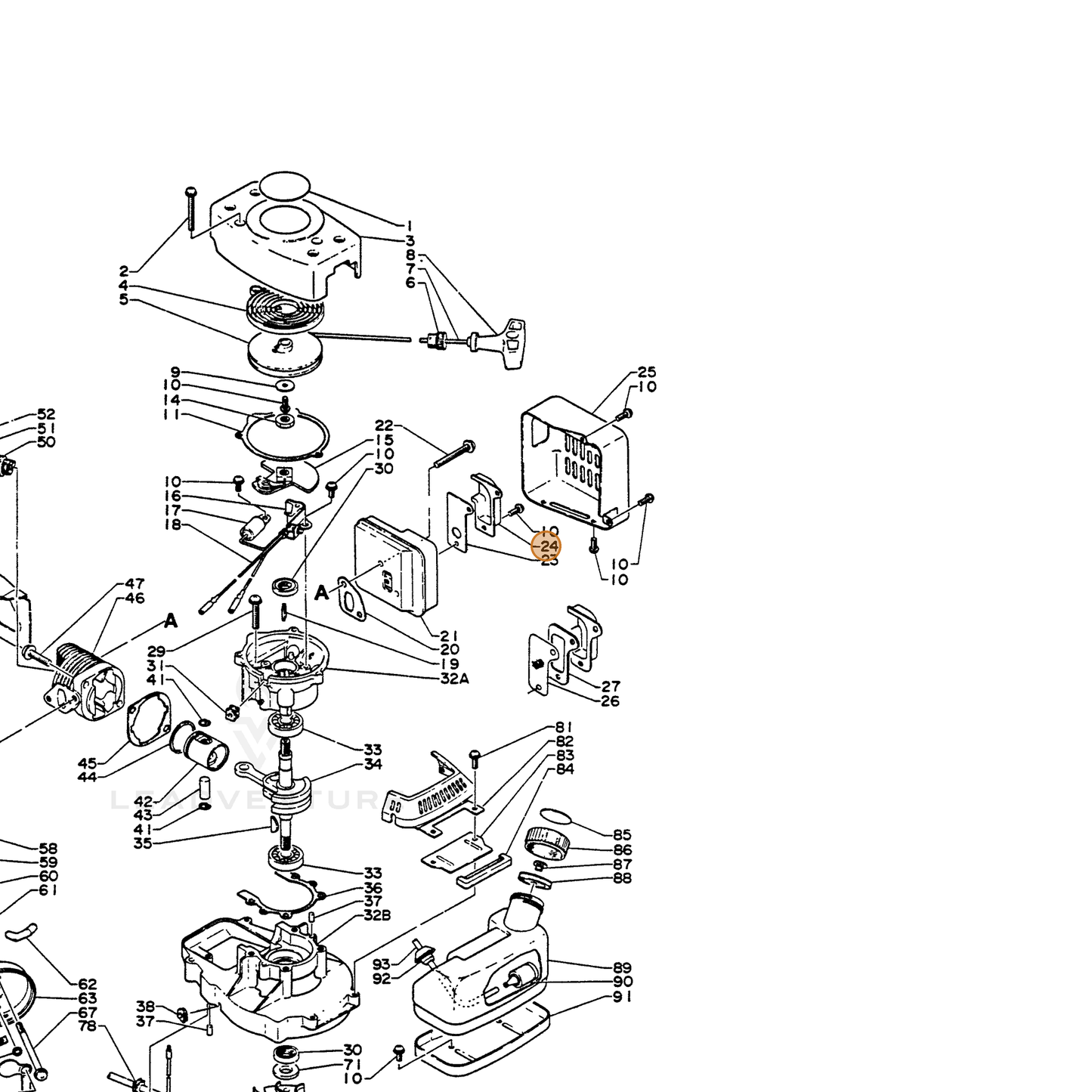 ECHO part 14587601360 — IPL diagram snippet (6x zoom, amber highlight)