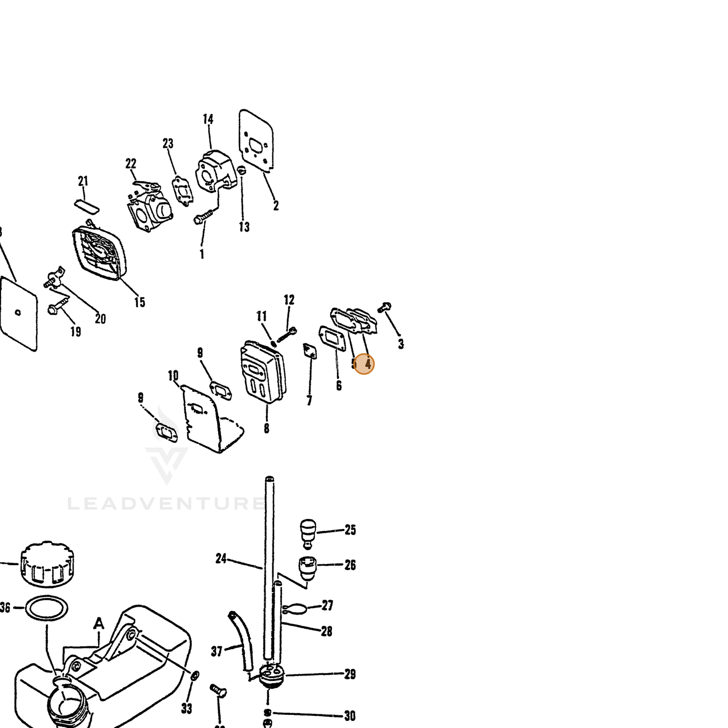 ECHO part 14587605061 — IPL diagram snippet (6x zoom, amber highlight)