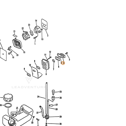 ECHO part 14587605061 — IPL diagram snippet (6x zoom, amber highlight)