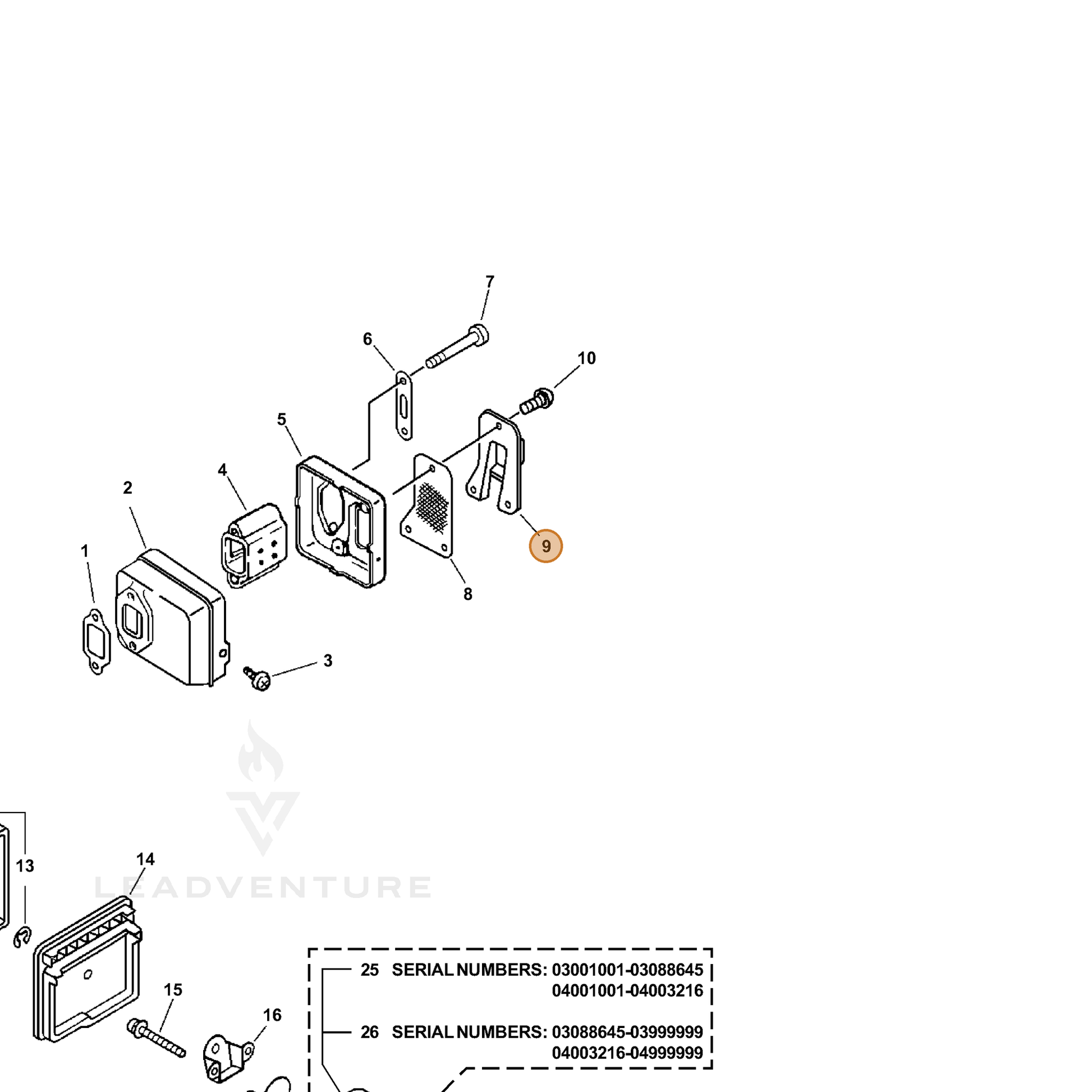 ECHO part 14587635530 — IPL diagram snippet (6x zoom, amber highlight)