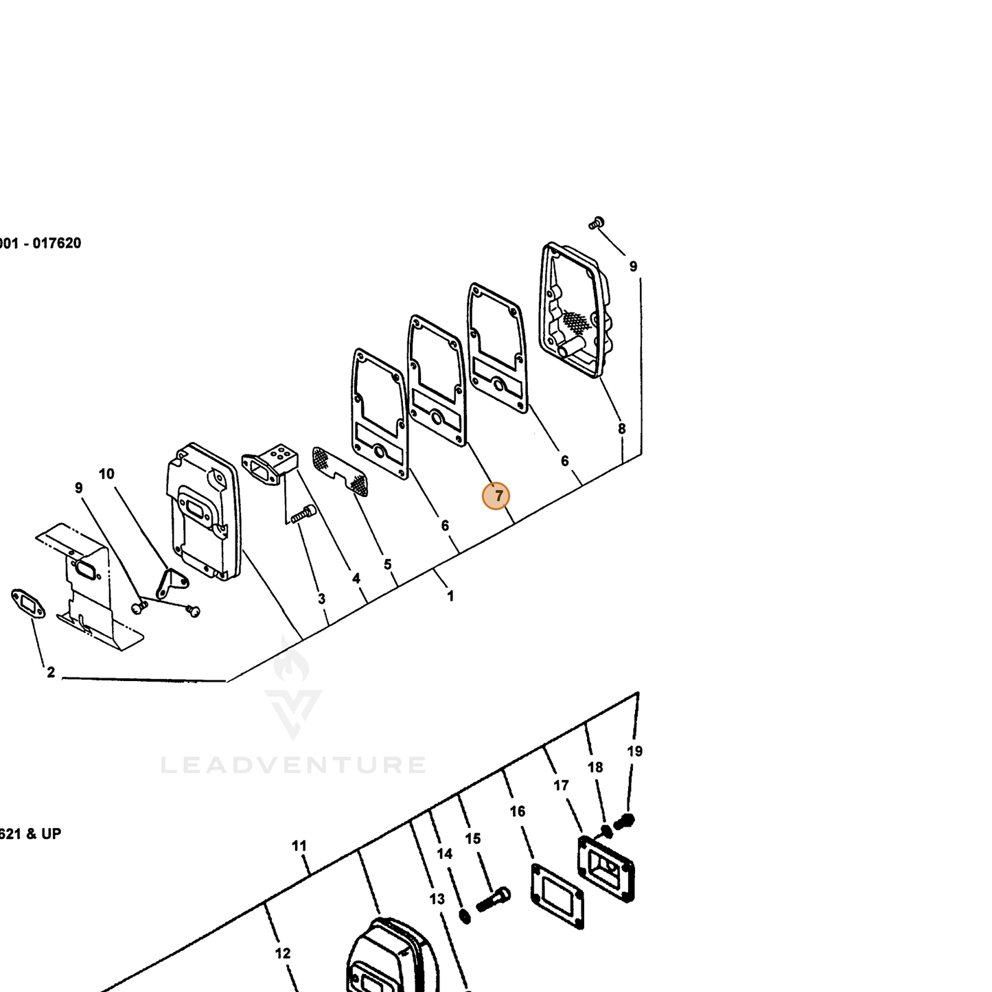 ECHO part 14588009560 — IPL diagram snippet (6x zoom, amber highlight)