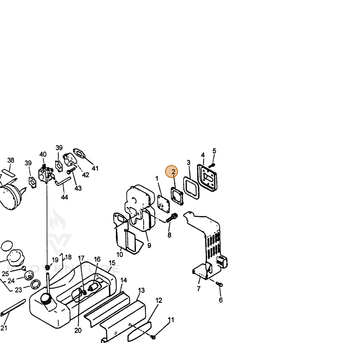 ECHO part 14588200761 — IPL diagram snippet (6x zoom, amber highlight)