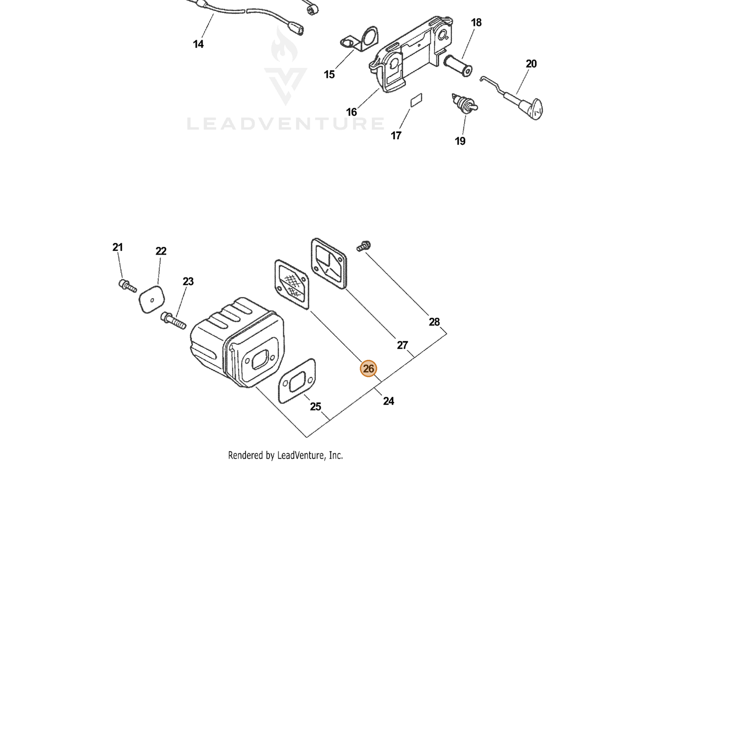 ECHO part 14588439330 — IPL diagram snippet (6x zoom, amber highlight)