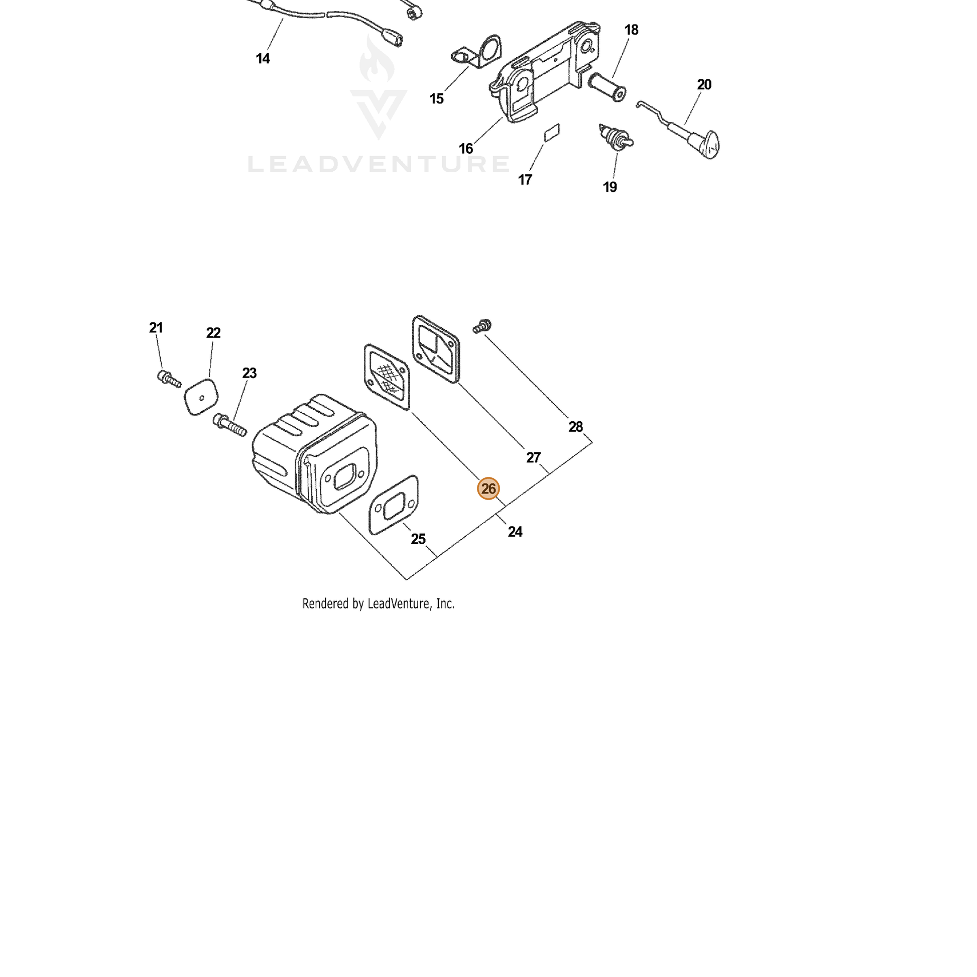 ECHO part 14588439330 — IPL diagram snippet (6x zoom, amber highlight)
