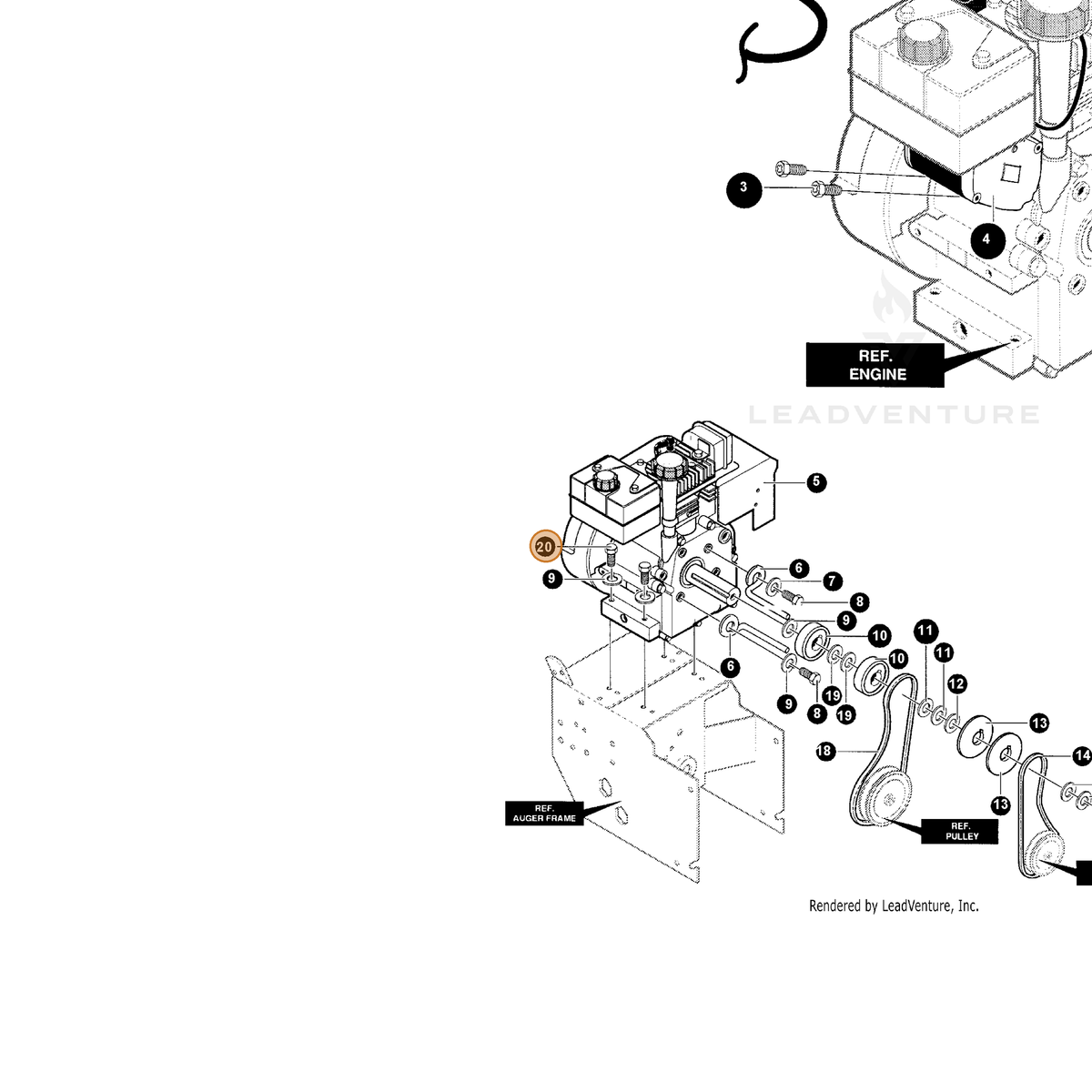 ECHO part 14710024 — IPL diagram snippet (6x zoom, amber highlight)