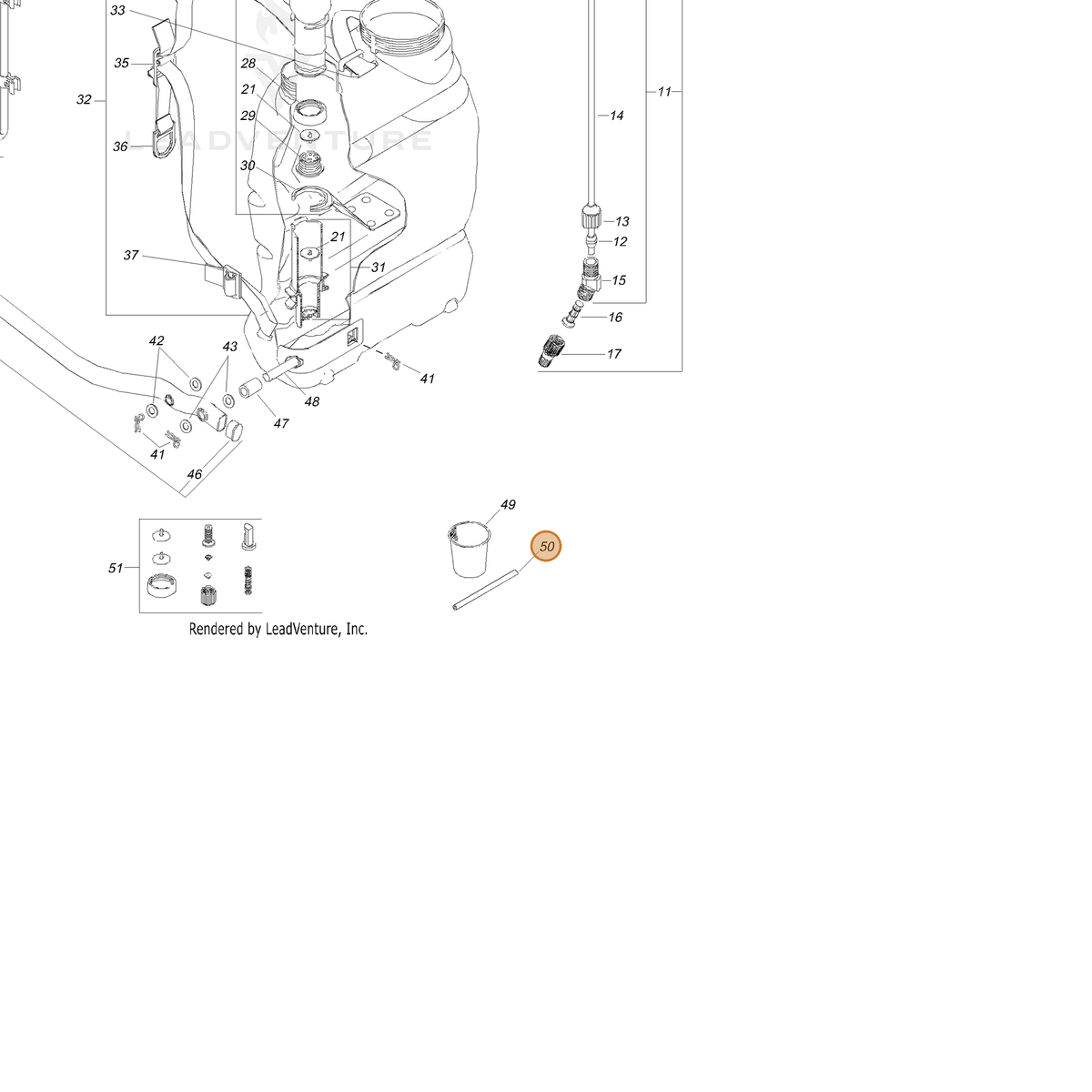 ECHO part 147272 — IPL diagram snippet (6x zoom, amber highlight)