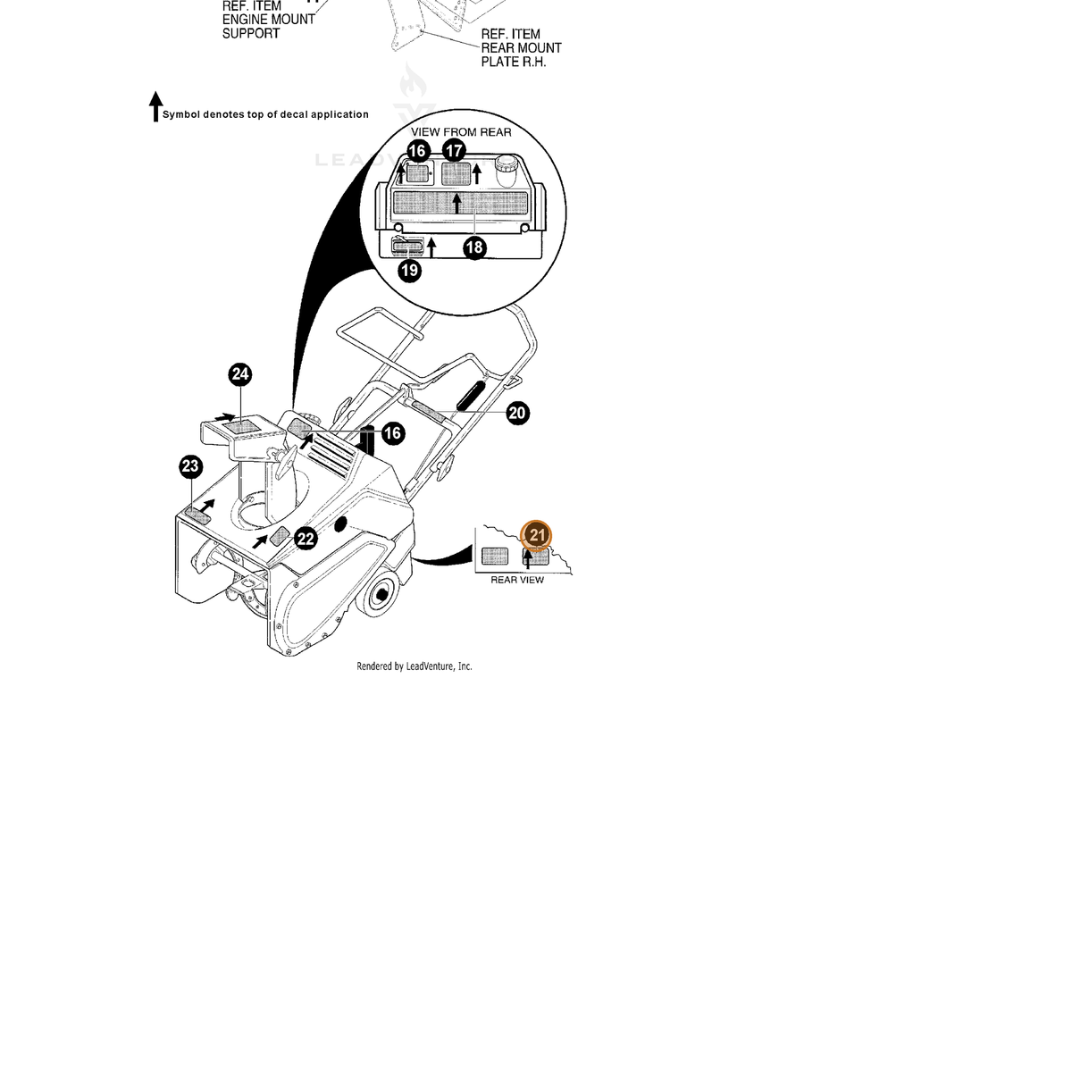 ECHO part 14761032 — IPL diagram snippet (6x zoom, amber highlight)