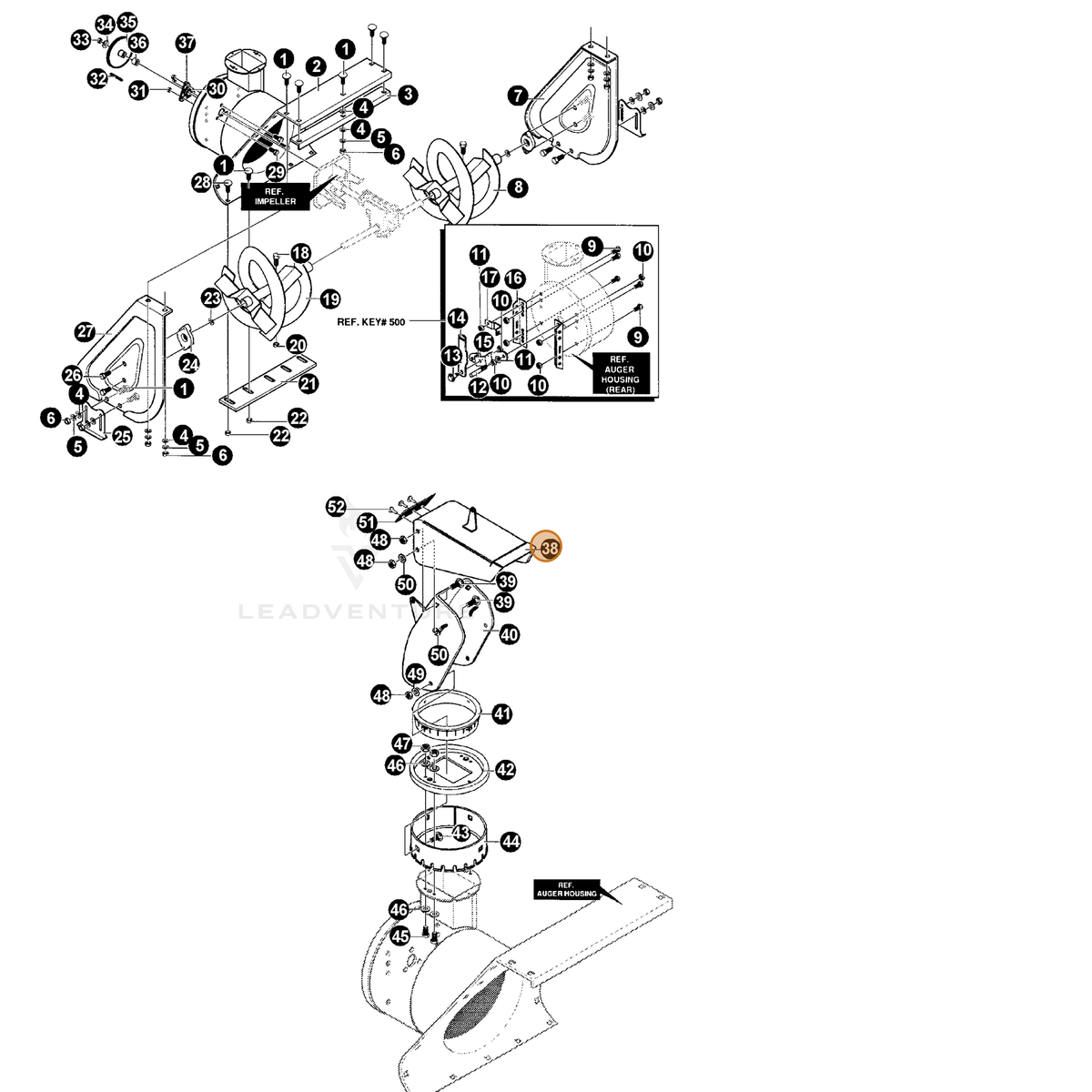 ECHO part 14904040 — IPL diagram snippet (6x zoom, amber highlight)