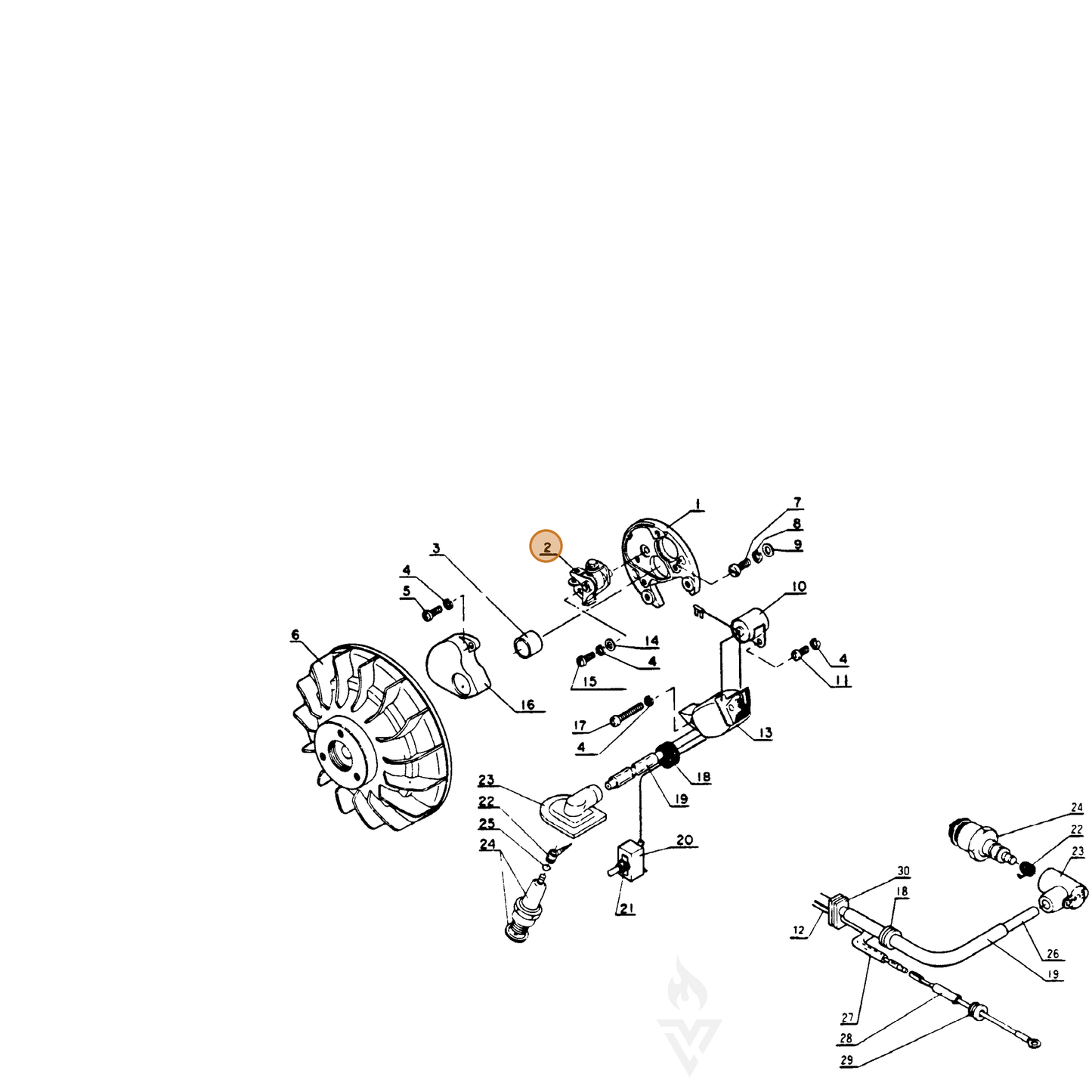 ECHO part 15010100230 — IPL diagram snippet (6x zoom, amber highlight)