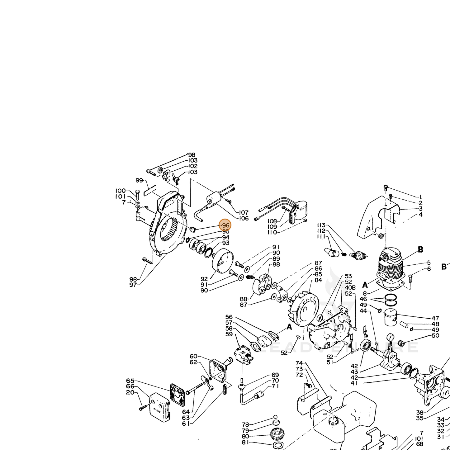 ECHO part 15011009130 — IPL diagram snippet (6x zoom, amber highlight)