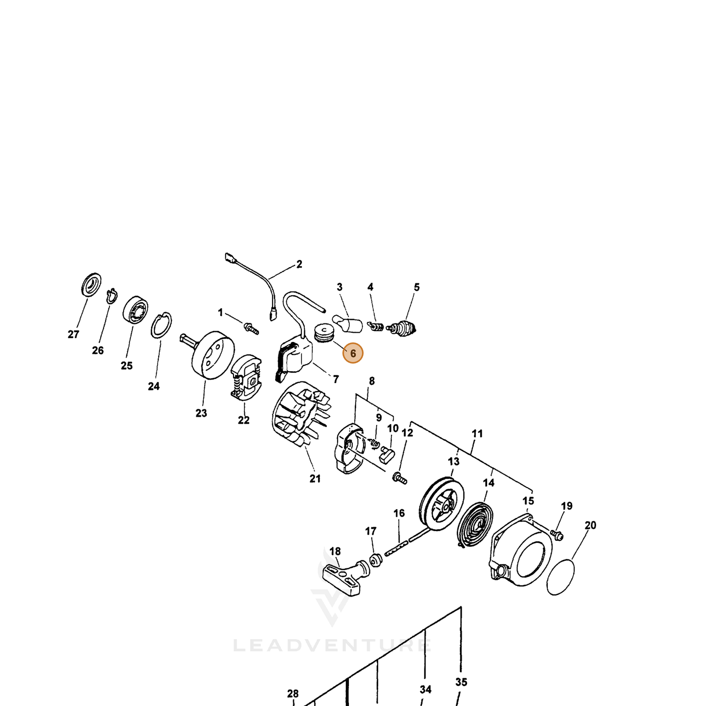 ECHO part 15011244330 — IPL diagram snippet (6x zoom, amber highlight)