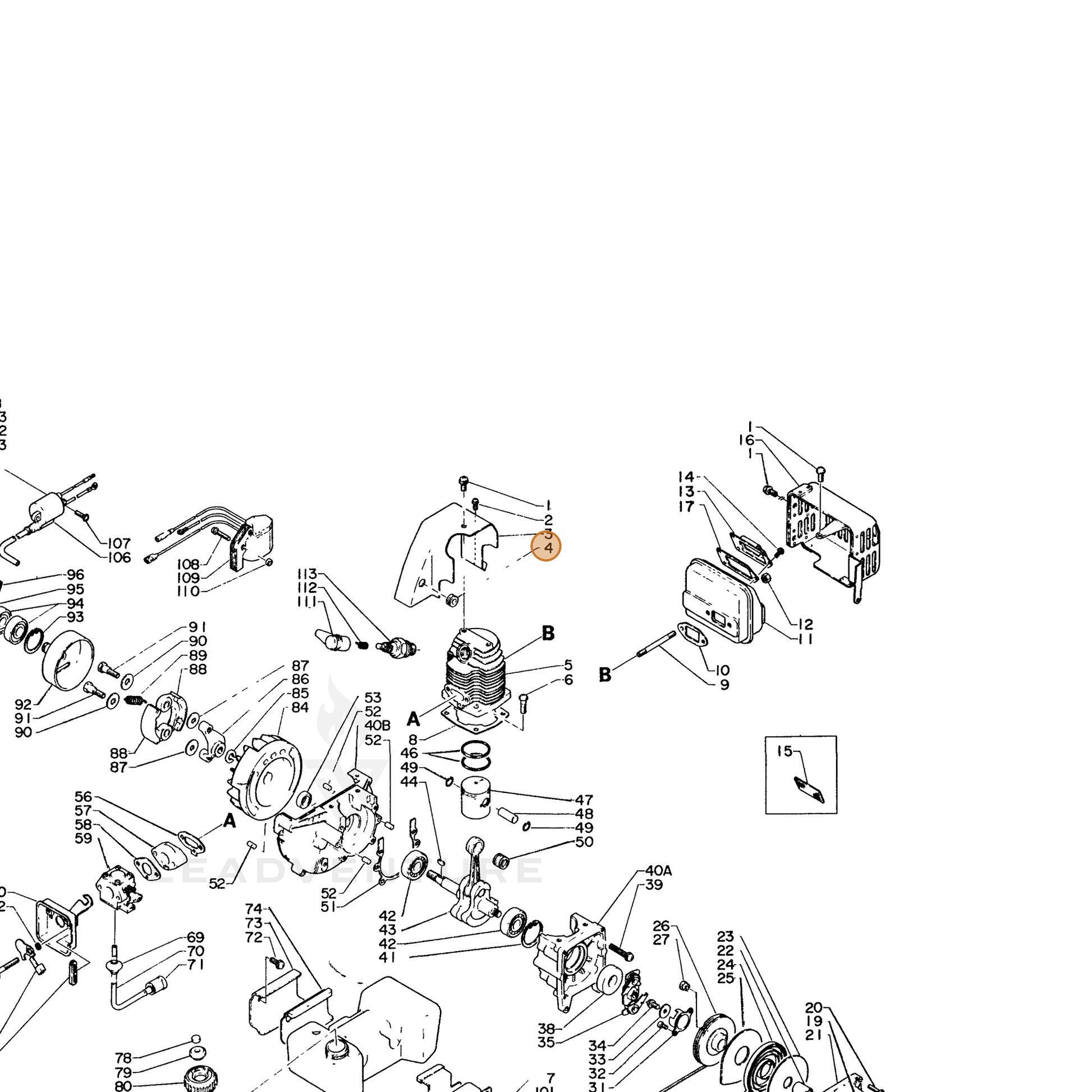 ECHO part 15011409130 — IPL diagram snippet (6x zoom, amber highlight)