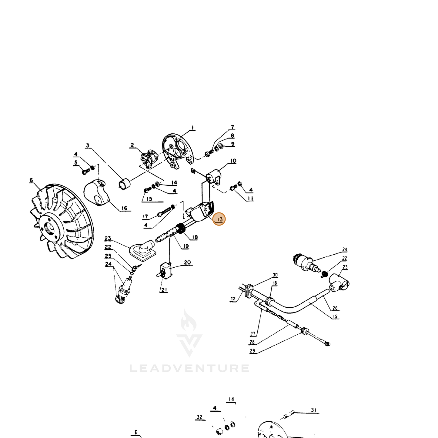 ECHO part 15012600331 — IPL diagram snippet (6x zoom, amber highlight)