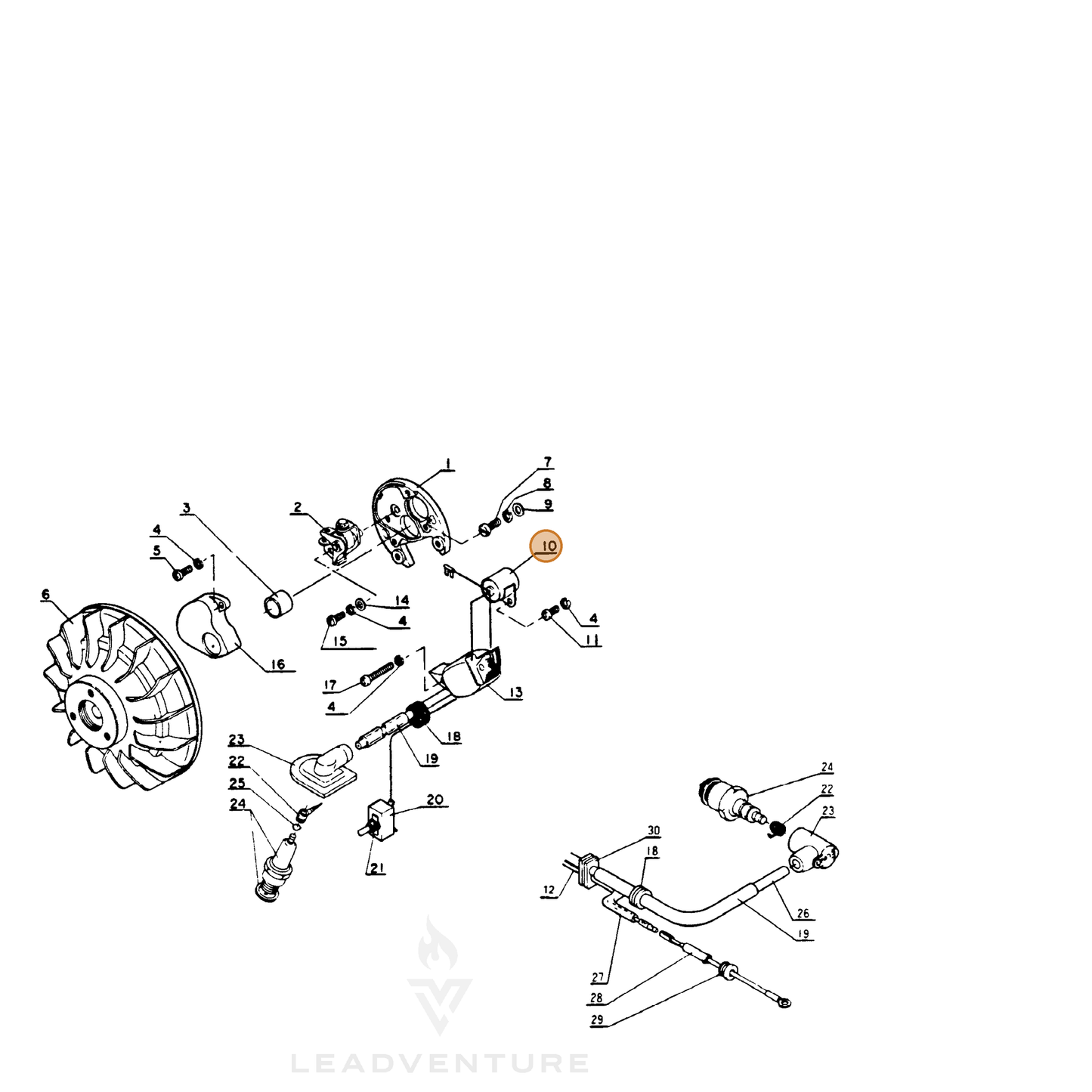 ECHO part 15012700331 — IPL diagram snippet (6x zoom, amber highlight)