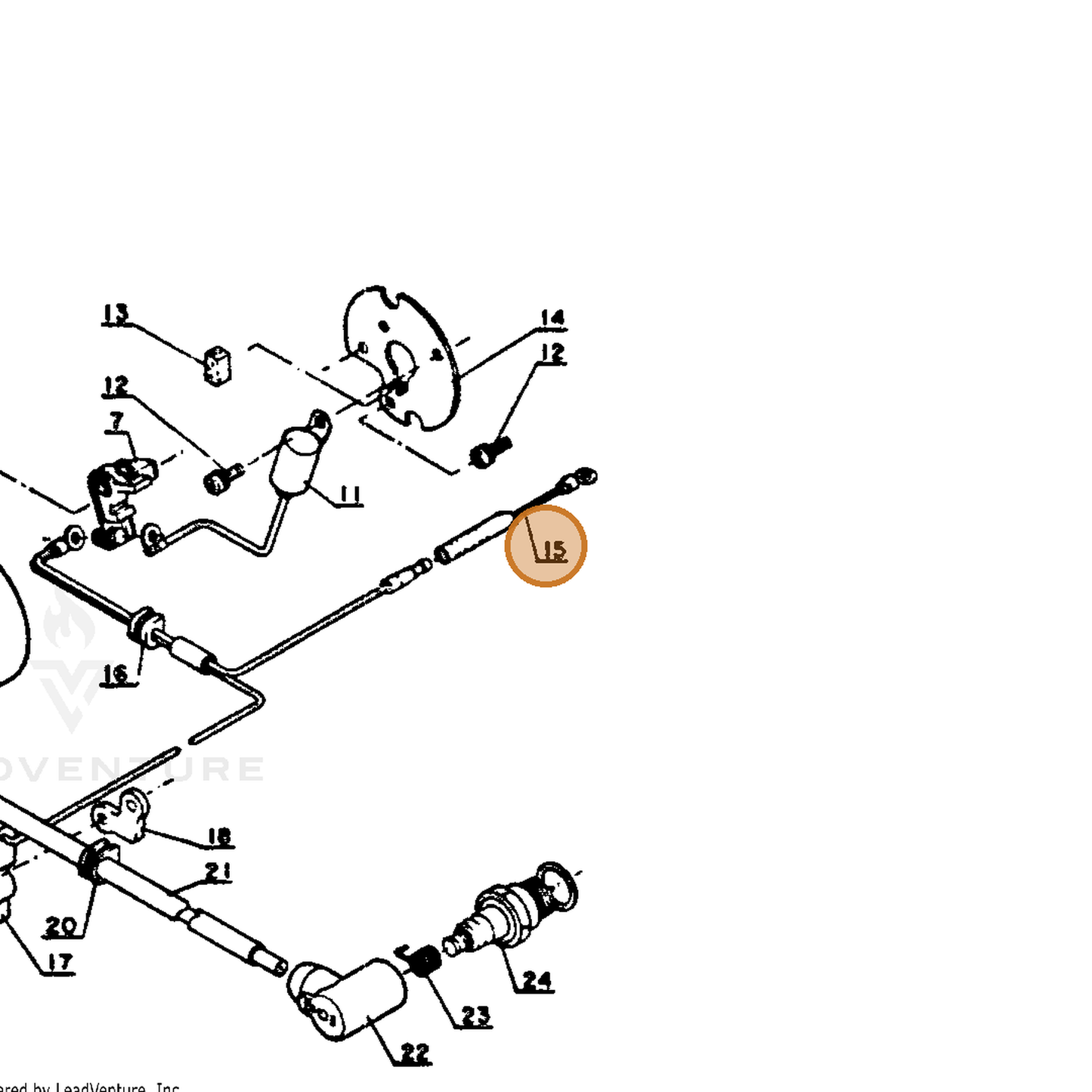 ECHO part 15013103930 — IPL diagram snippet (6x zoom, amber highlight)