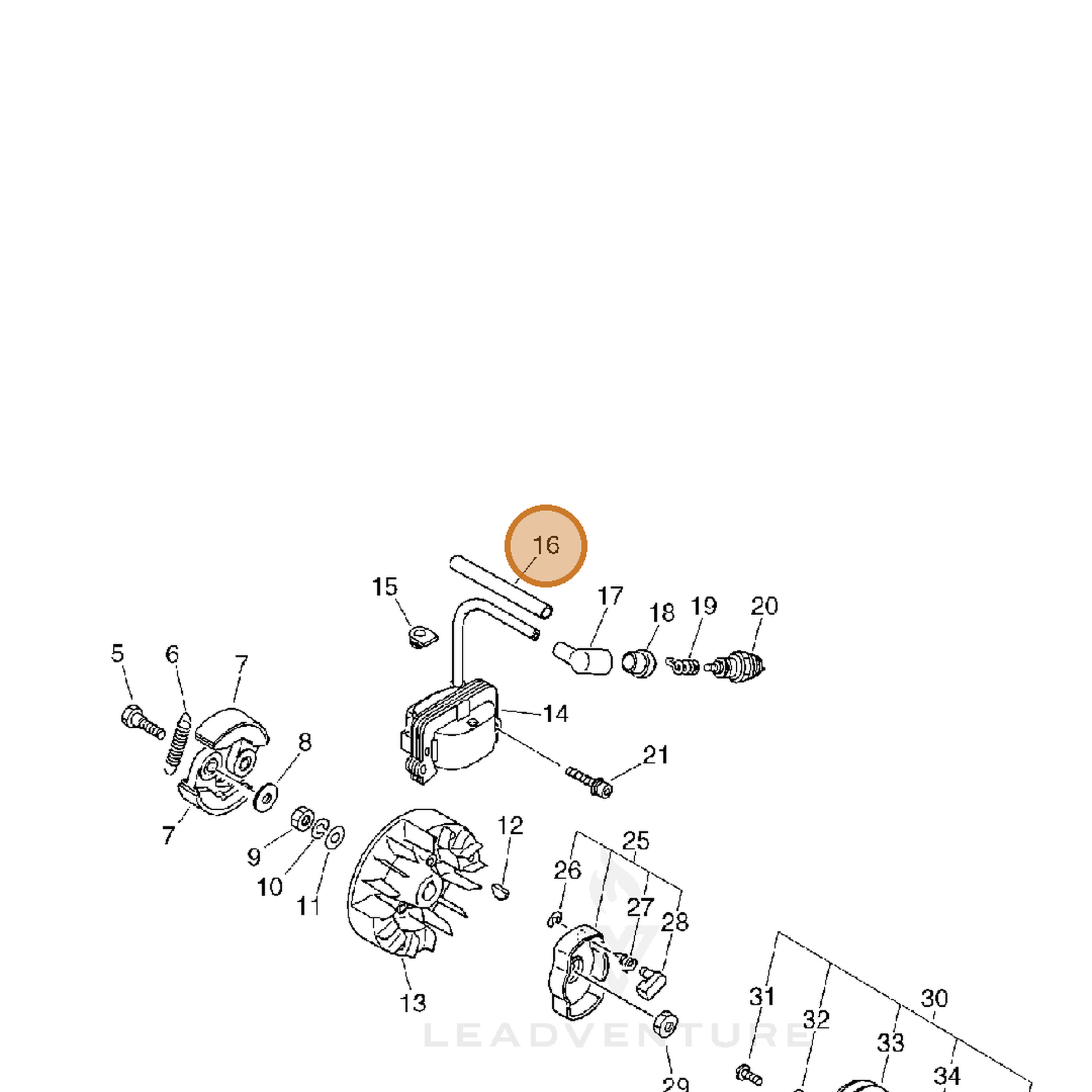 ECHO part 15061114530 — IPL diagram snippet (6x zoom, amber highlight)
