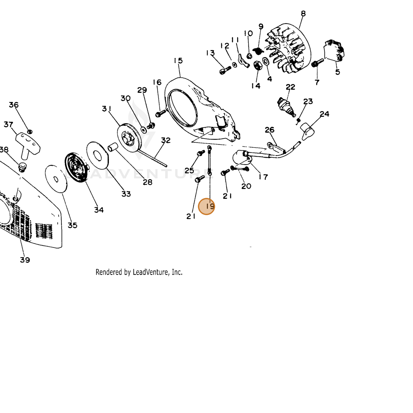 ECHO part 15063014330 — IPL diagram snippet (6x zoom, amber highlight)