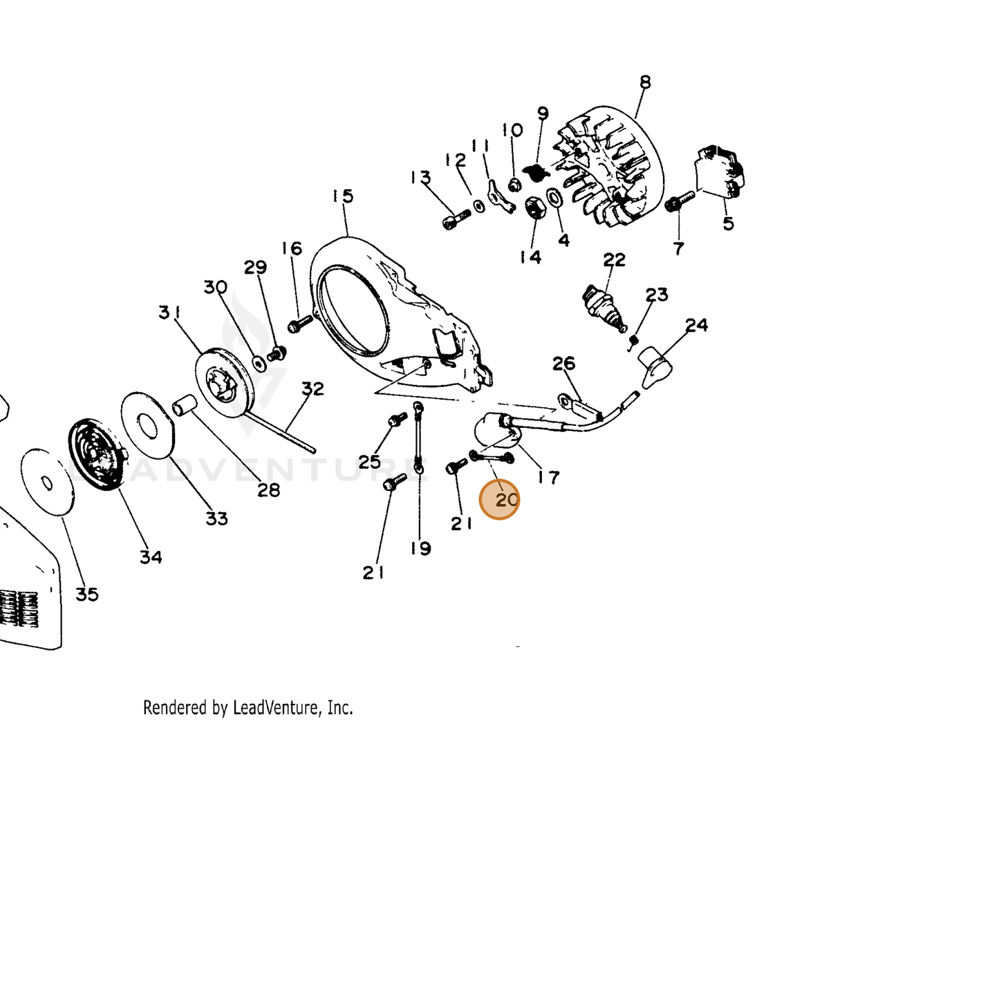 ECHO part 15063518430 — IPL diagram snippet (6x zoom, amber highlight)