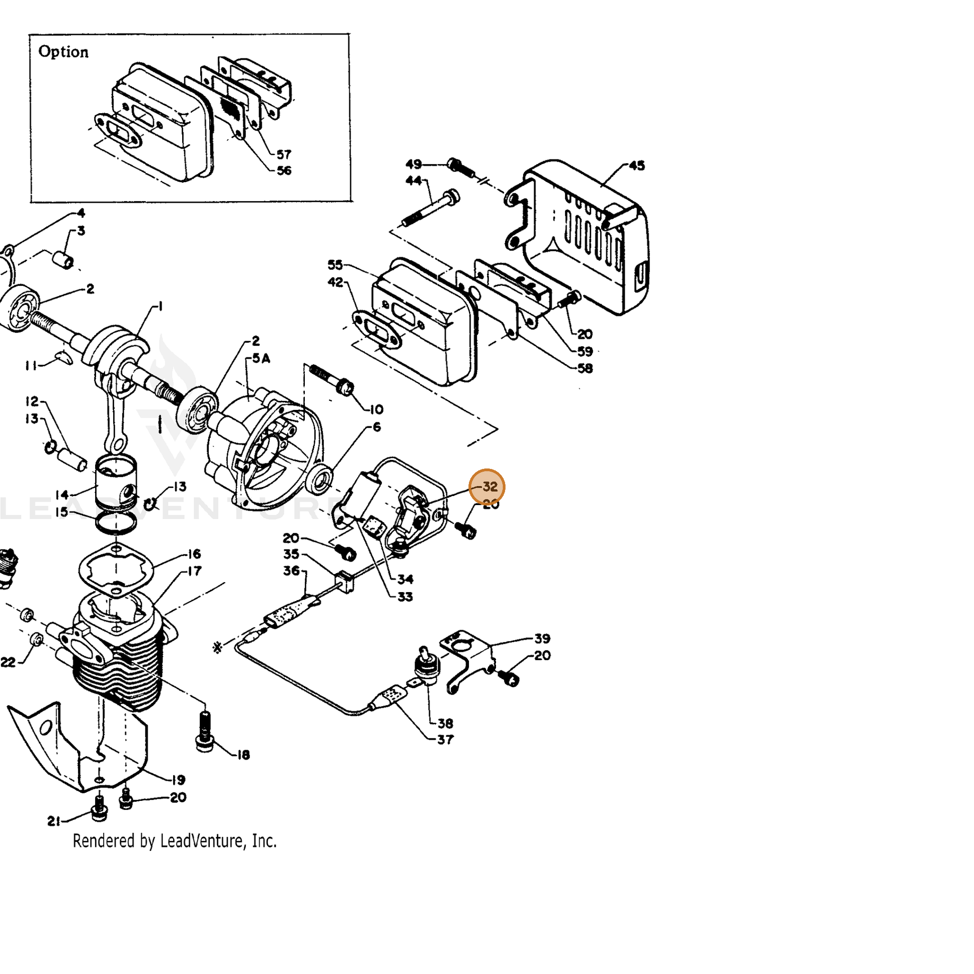 ECHO part 15210105930 — IPL diagram snippet (6x zoom, amber highlight)