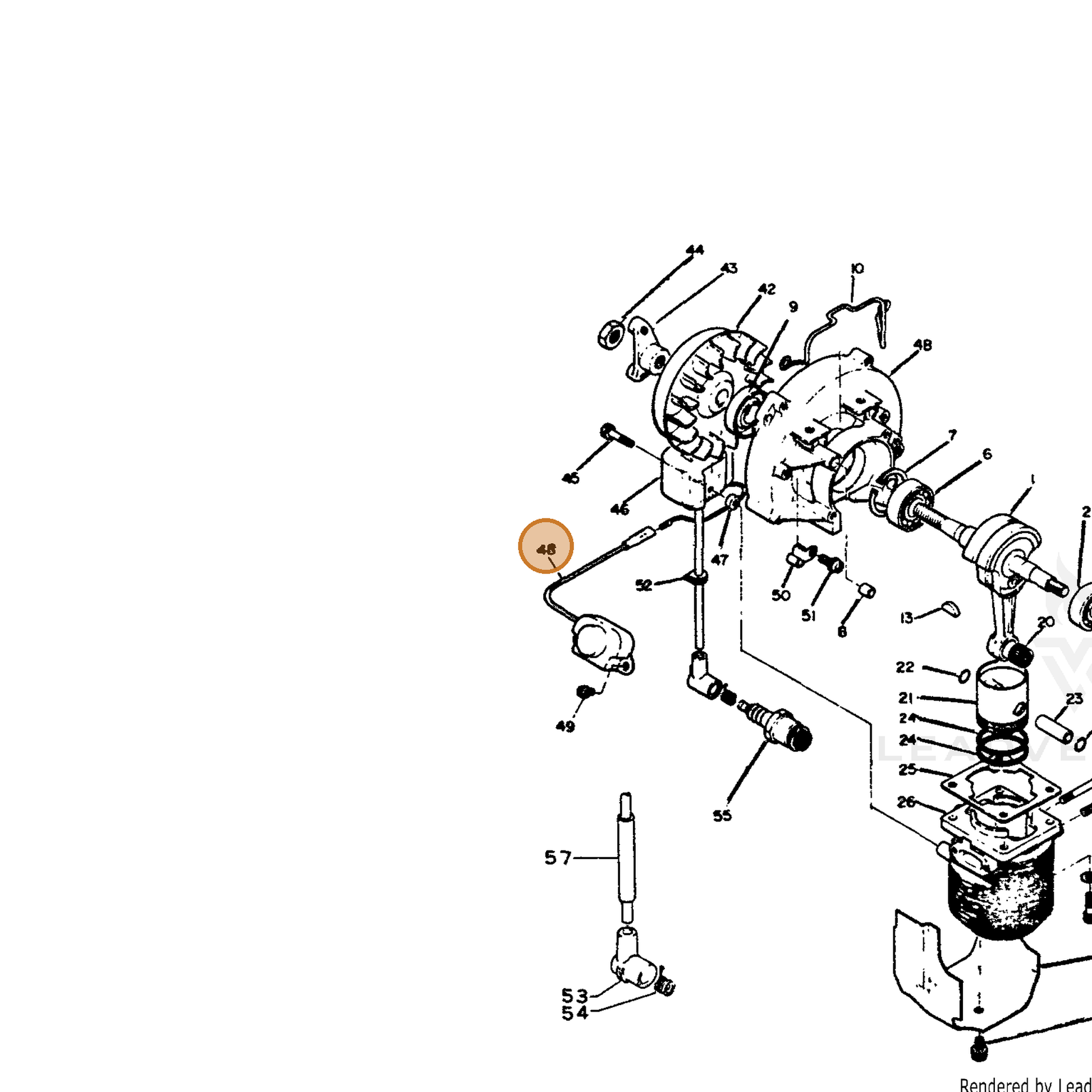 ECHO part 15260107132 — IPL diagram snippet (6x zoom, amber highlight)