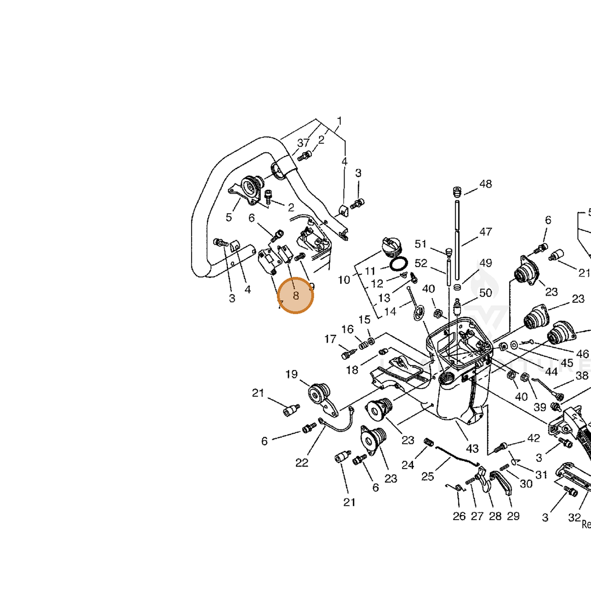 ECHO part 15260560730 — IPL diagram snippet (6x zoom, amber highlight)