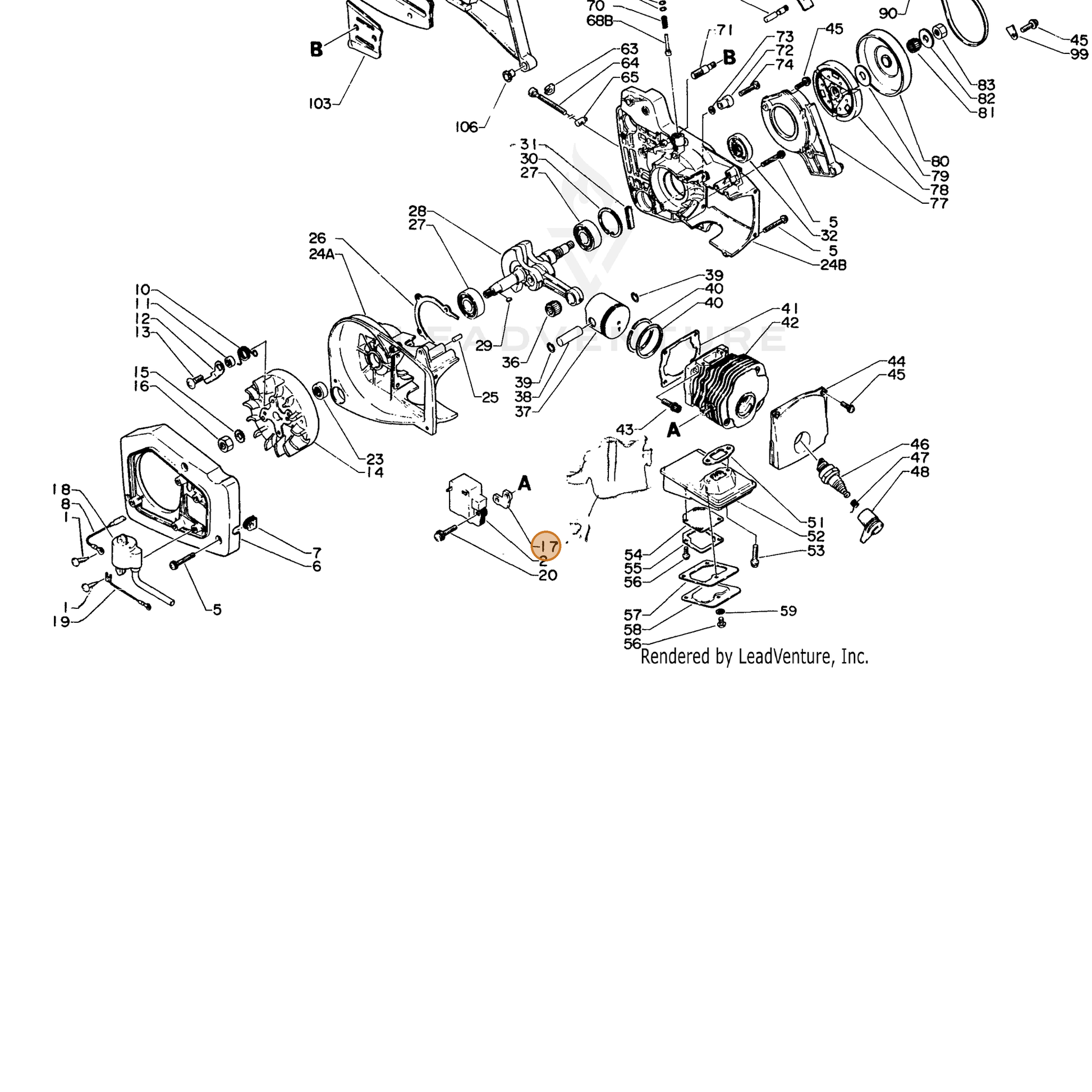 ECHO part 15261715130 — IPL diagram snippet (6x zoom, amber highlight)