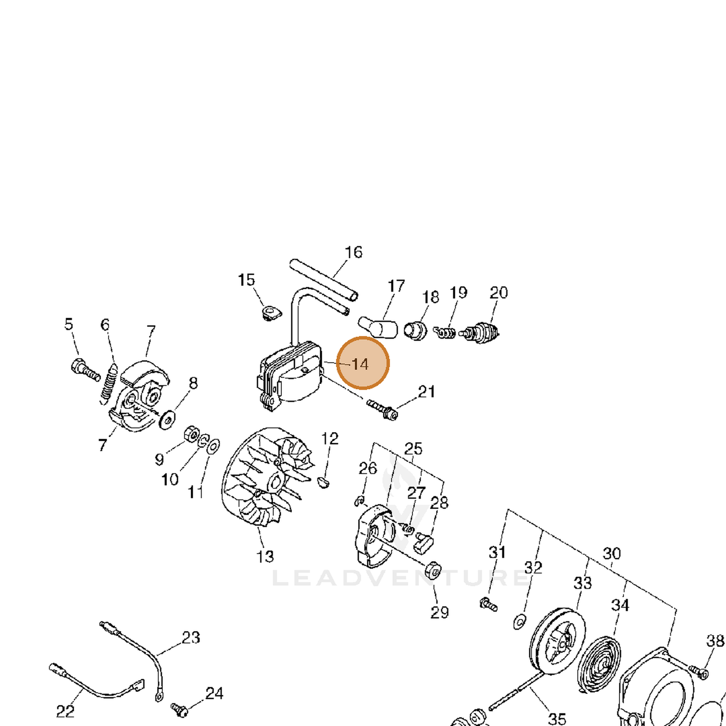 ECHO part 15262655430 — IPL diagram snippet (6x zoom, amber highlight)
