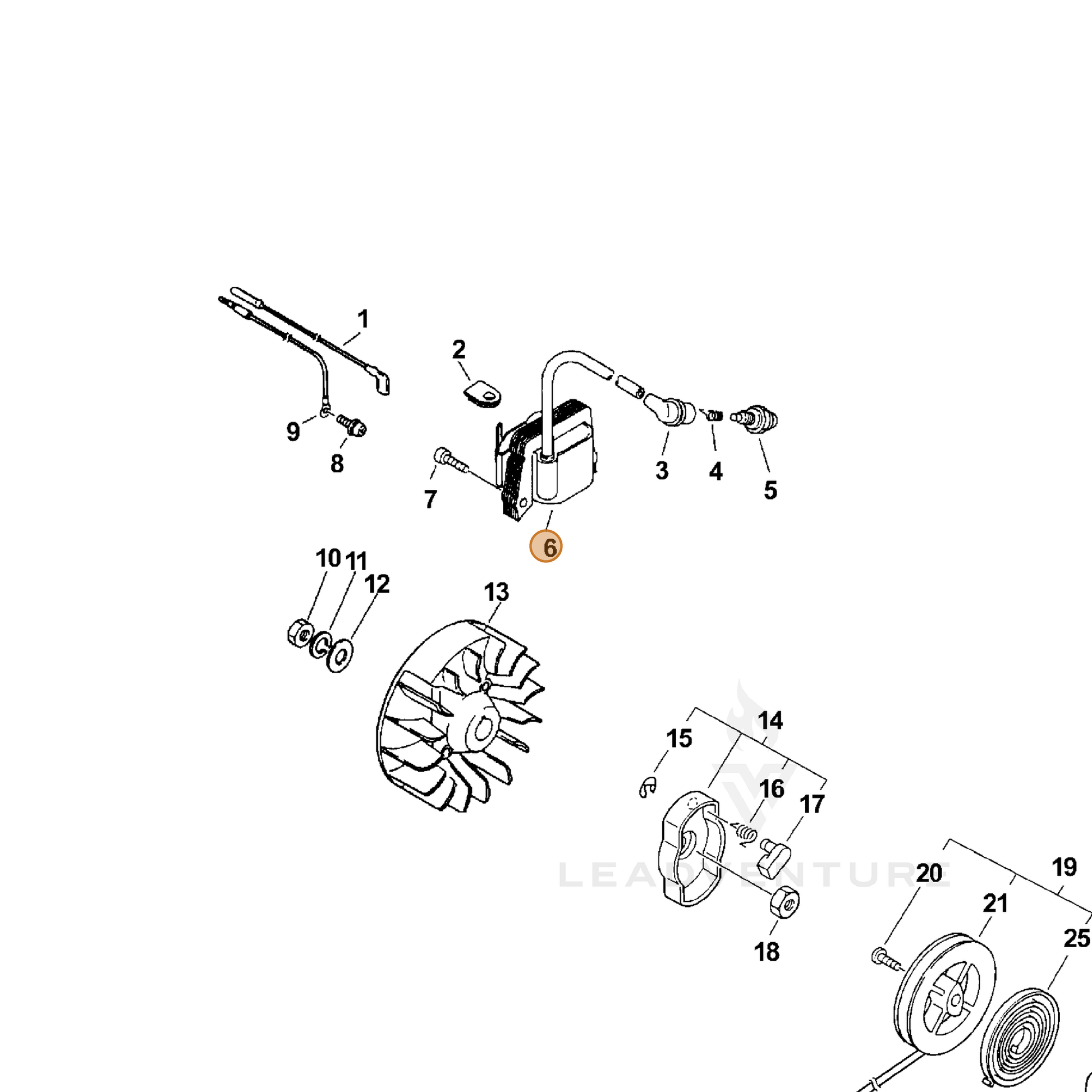 ECHO part 15262656032 — IPL diagram snippet (6x zoom, amber highlight)