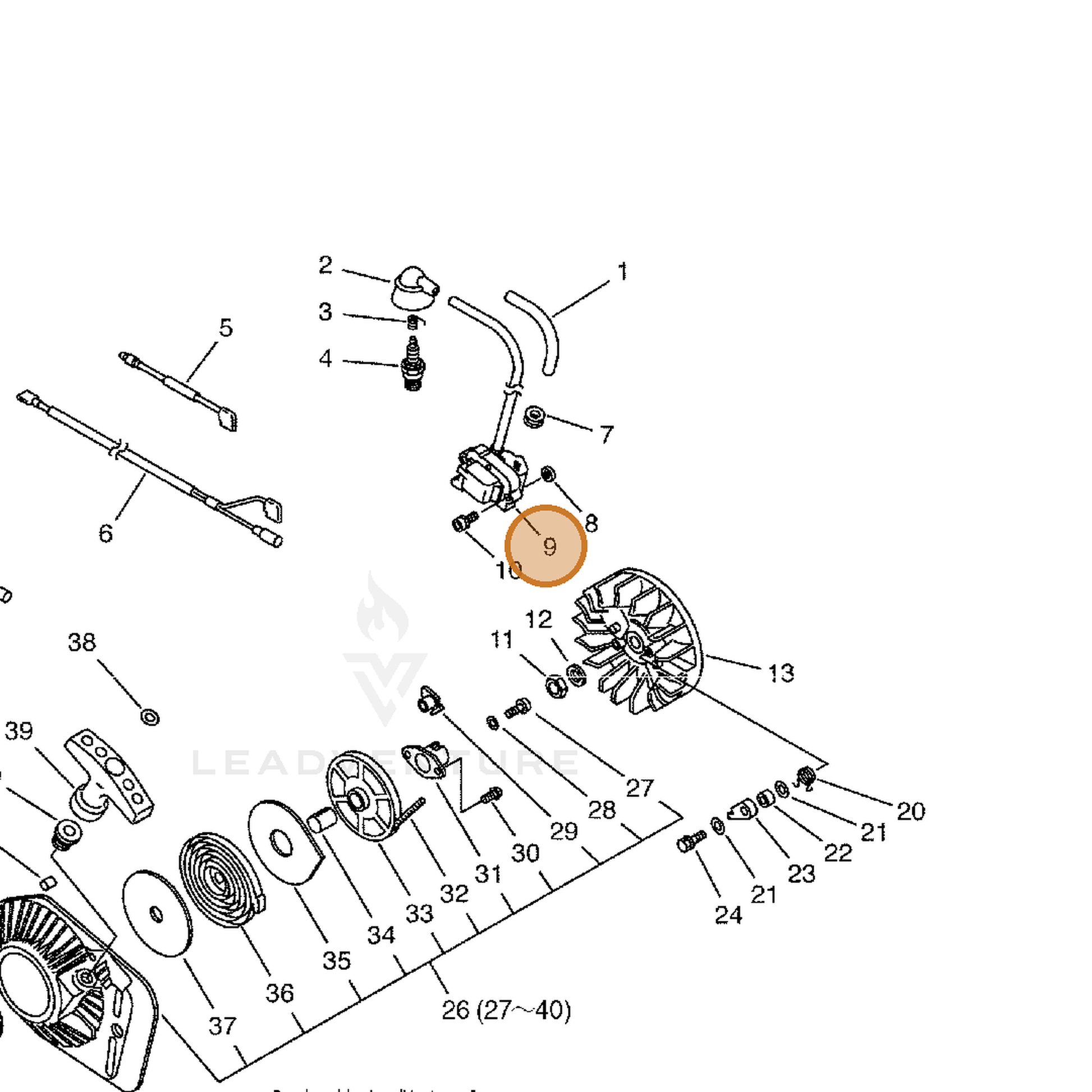 ECHO part 15262660730 — IPL diagram snippet (6x zoom, amber highlight)