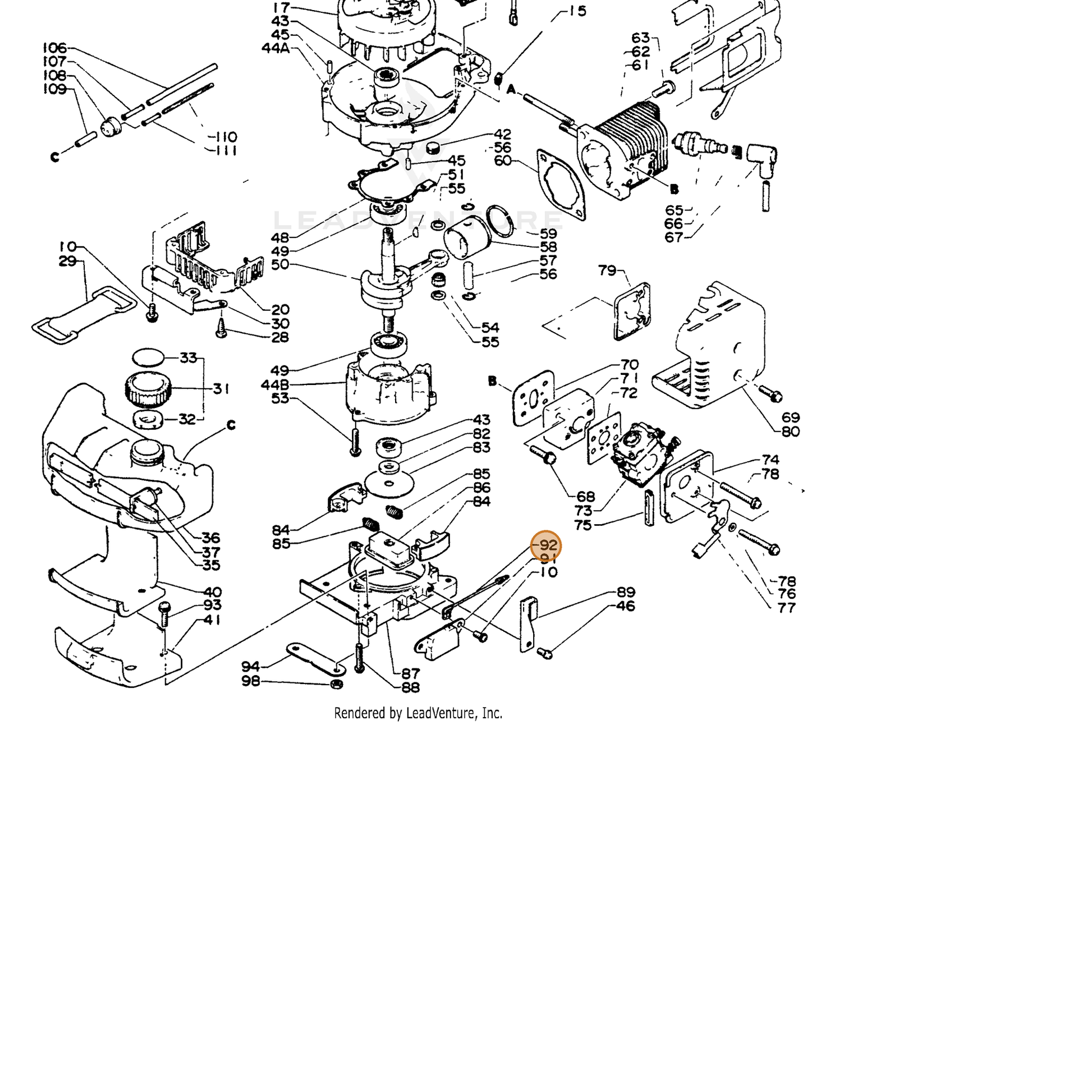 ECHO part 15263402060 — IPL diagram snippet (6x zoom, amber highlight)