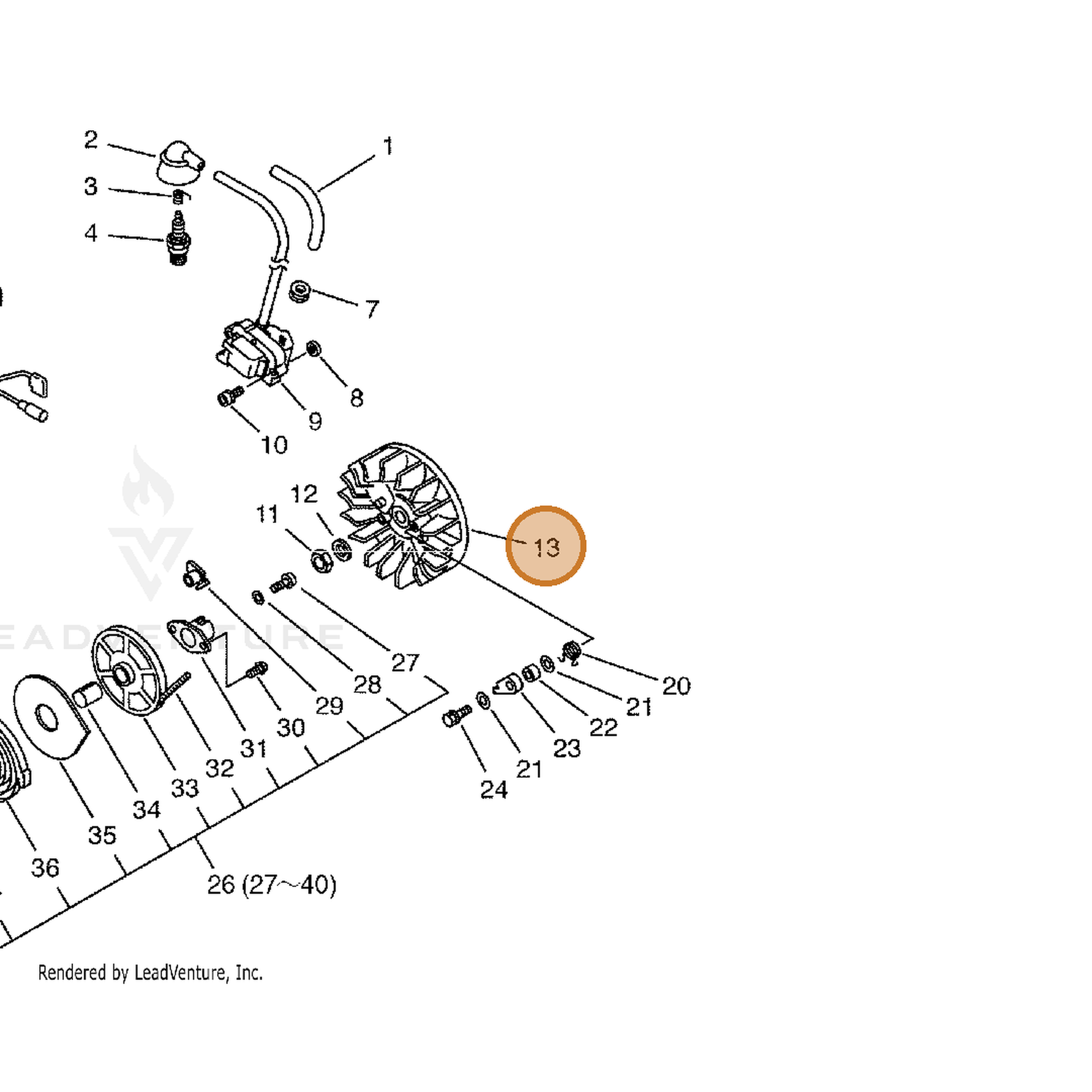 ECHO part 15280060730 — IPL diagram snippet (6x zoom, amber highlight)
