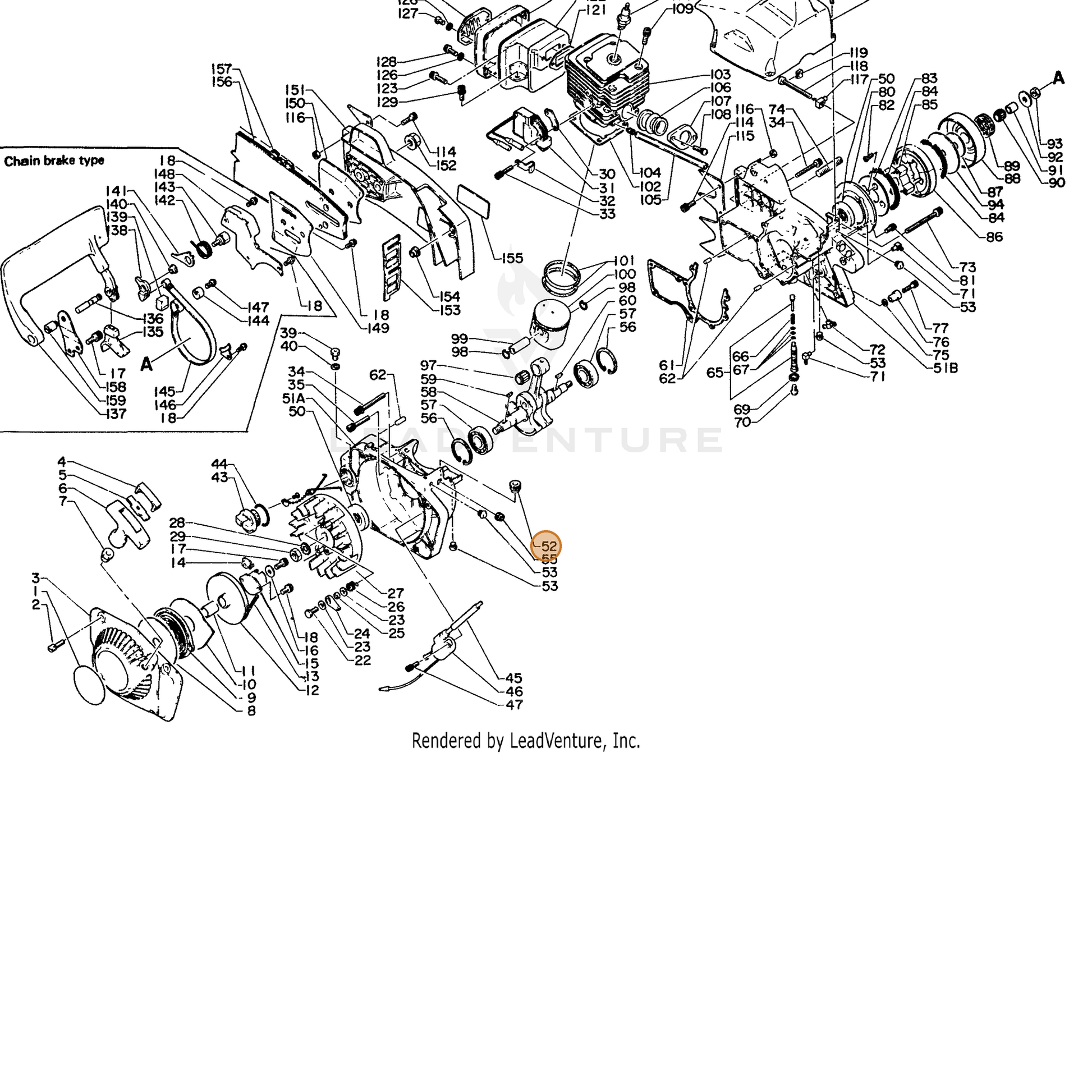 ECHO part 15311002830 — IPL diagram snippet (6x zoom, amber highlight)