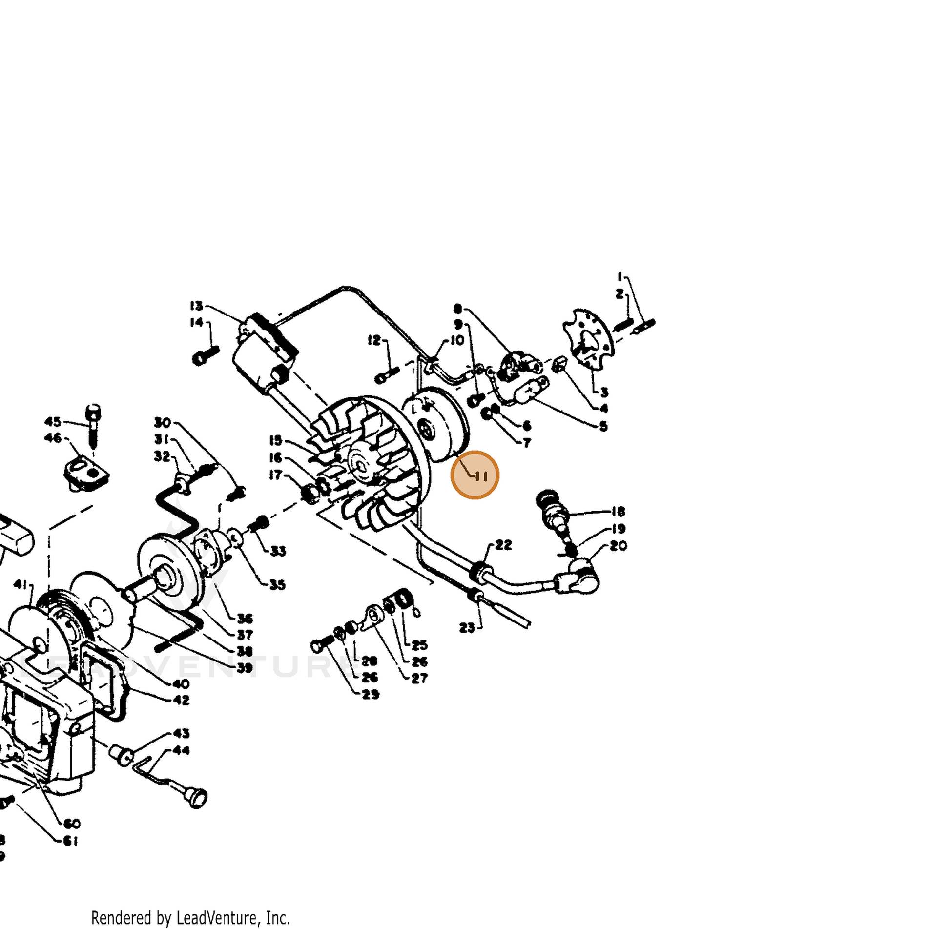ECHO part 15411203432 — IPL diagram snippet (6x zoom, amber highlight)
