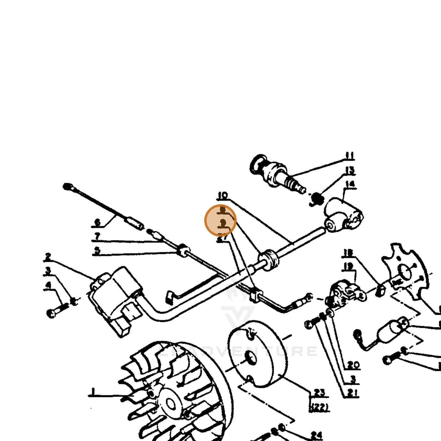 ECHO part 15411403431 — IPL diagram snippet (6x zoom, amber highlight)