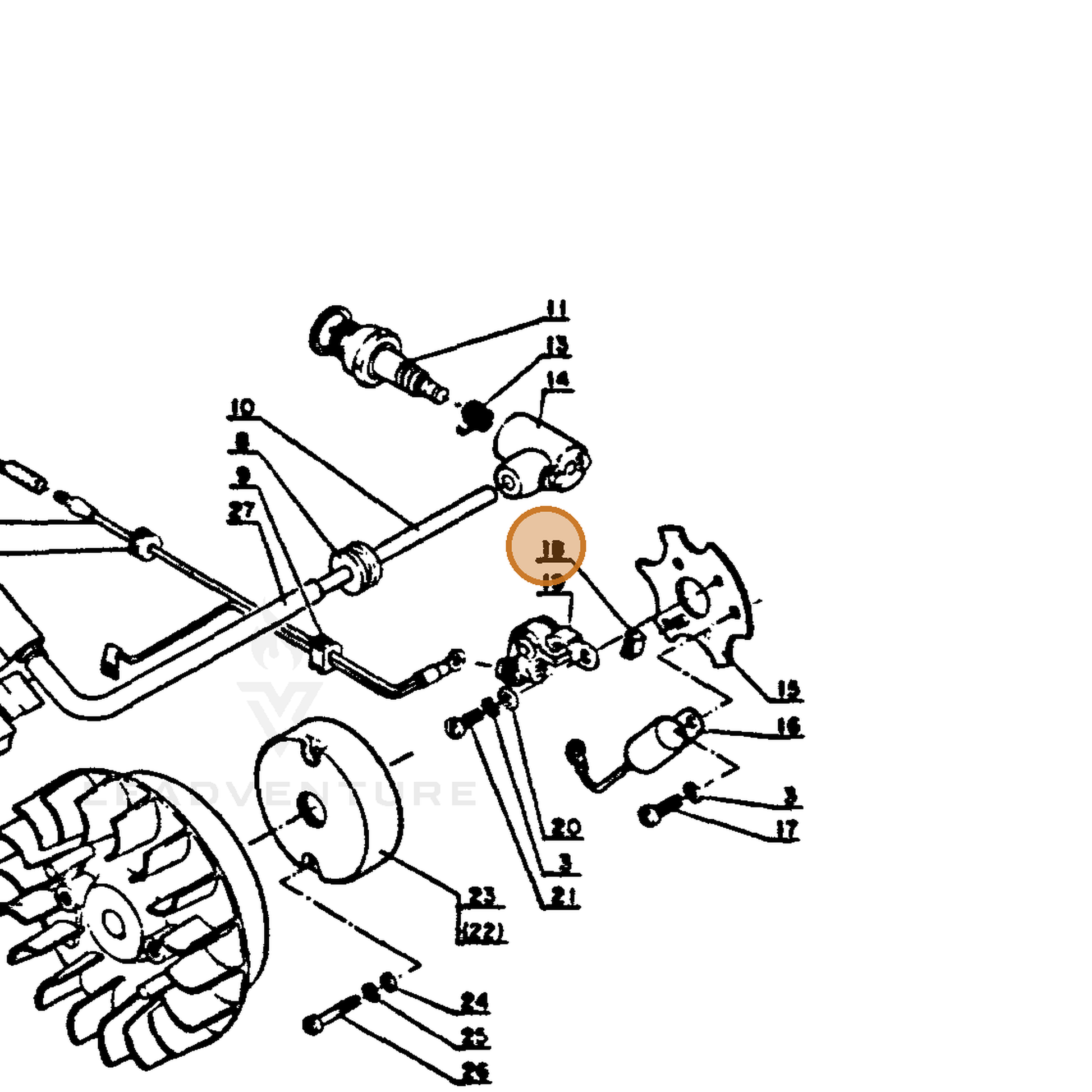 ECHO part 15413403430 — IPL diagram snippet (6x zoom, amber highlight)