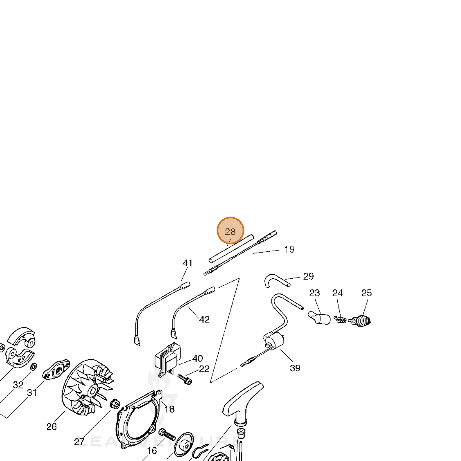 ECHO part 15611154431 — IPL diagram snippet (6x zoom, amber highlight)
