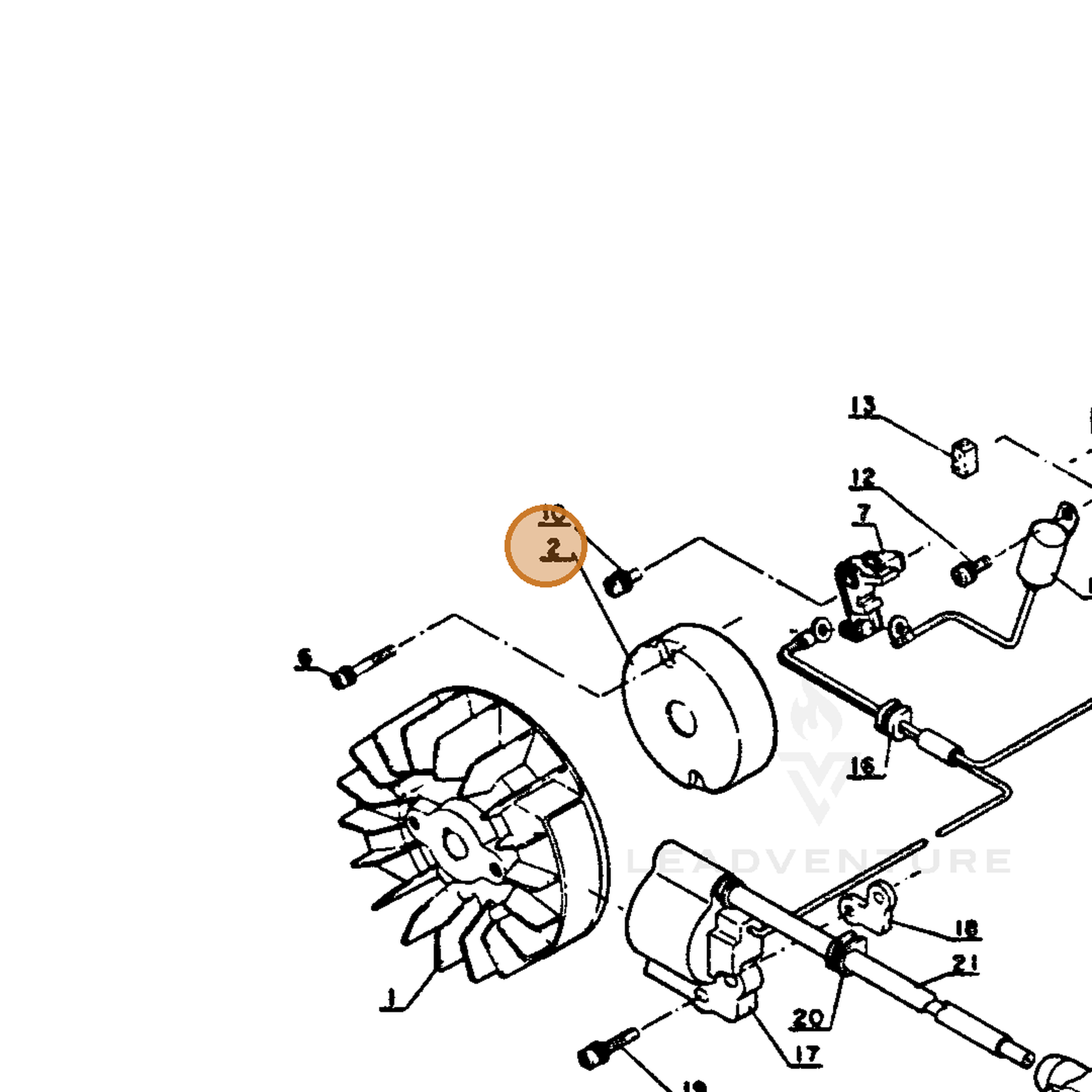 ECHO part 15611203930 — IPL diagram snippet (6x zoom, amber highlight)