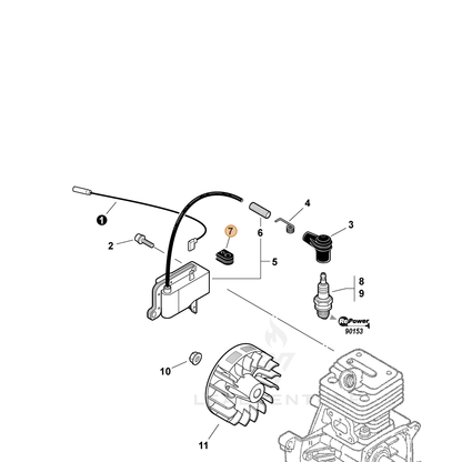 ECHO part 15611240630 — IPL diagram snippet (6x zoom, amber highlight)
