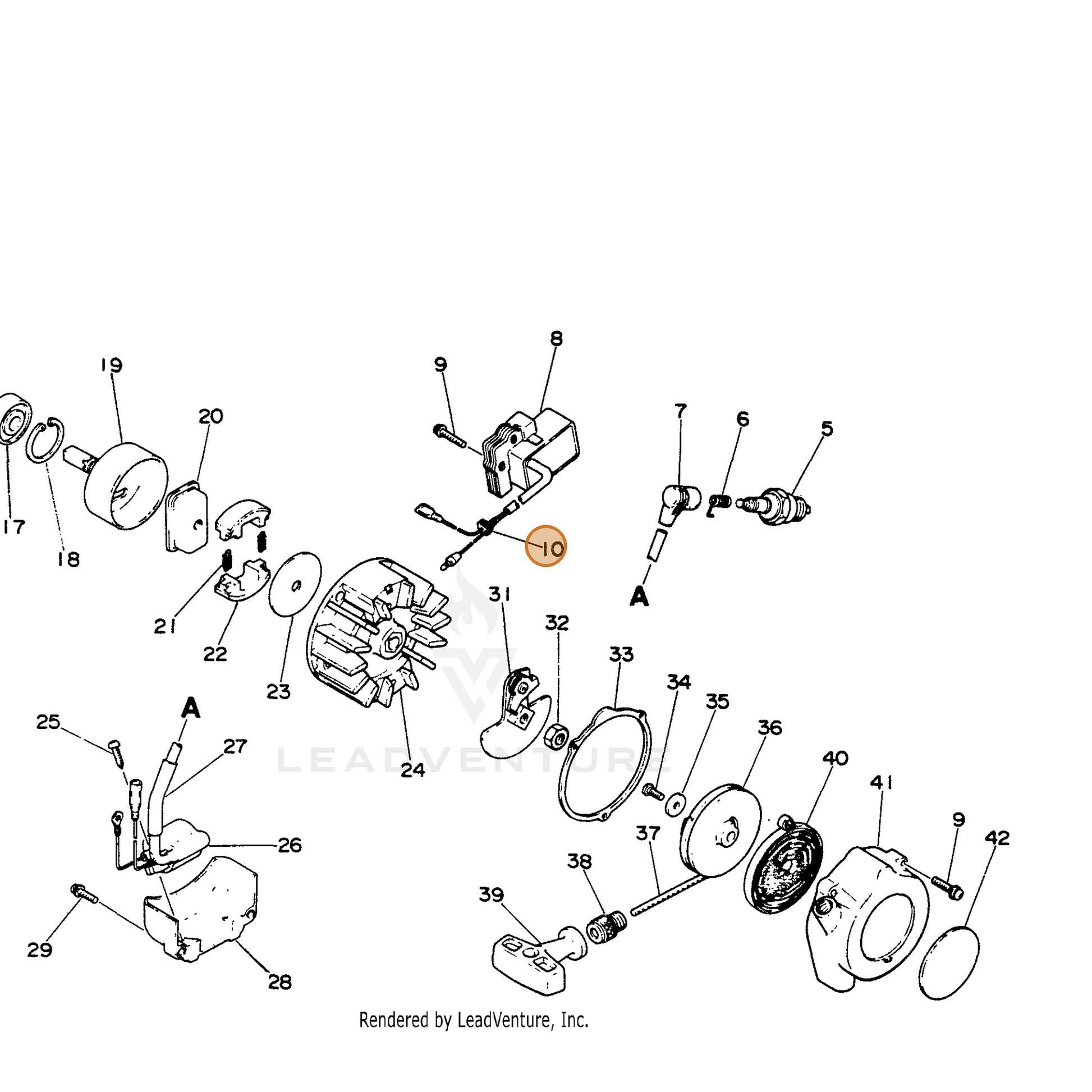 ECHO part 15611402310 — IPL diagram snippet (6x zoom, amber highlight)