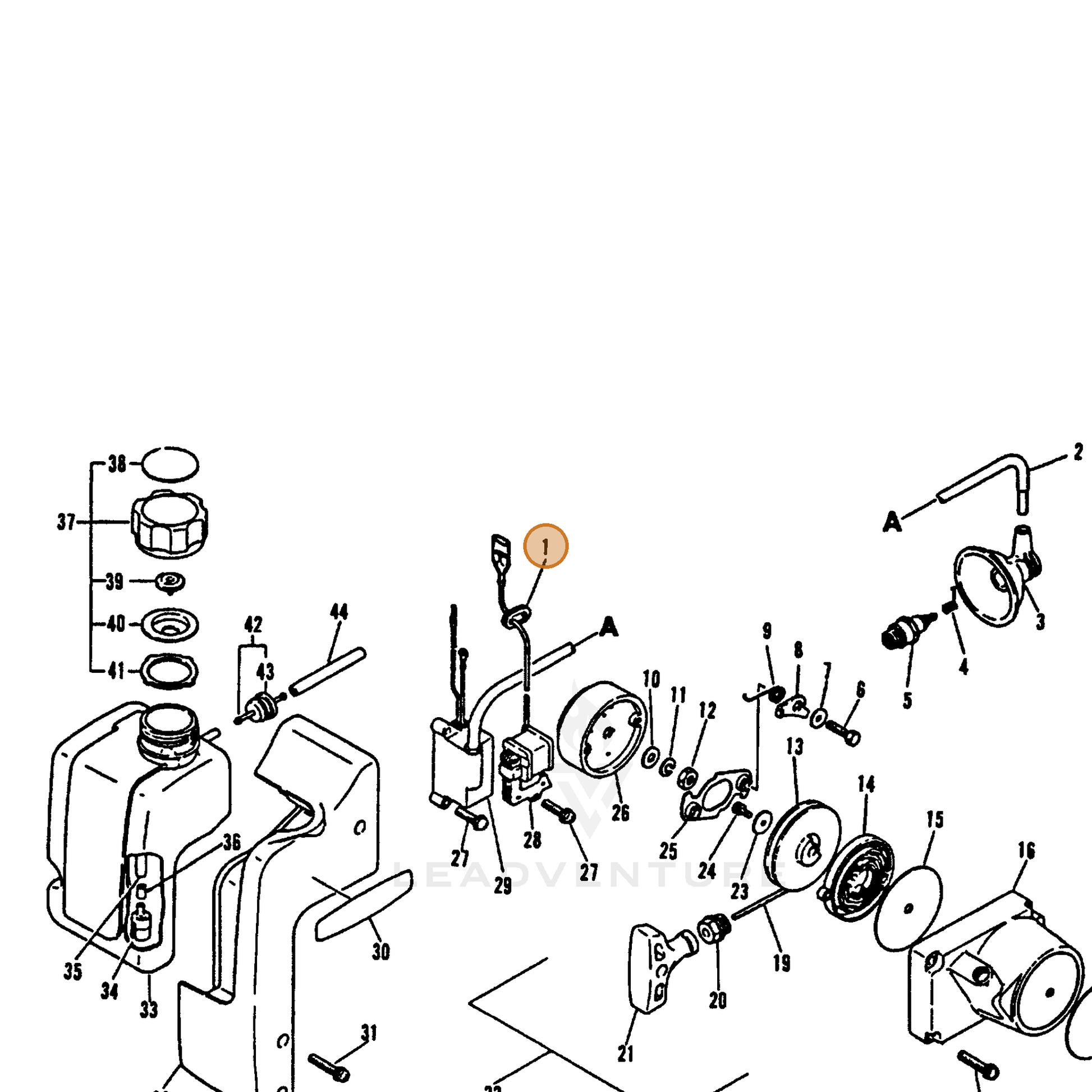 ECHO part 15611403360 — IPL diagram snippet (6x zoom, amber highlight)