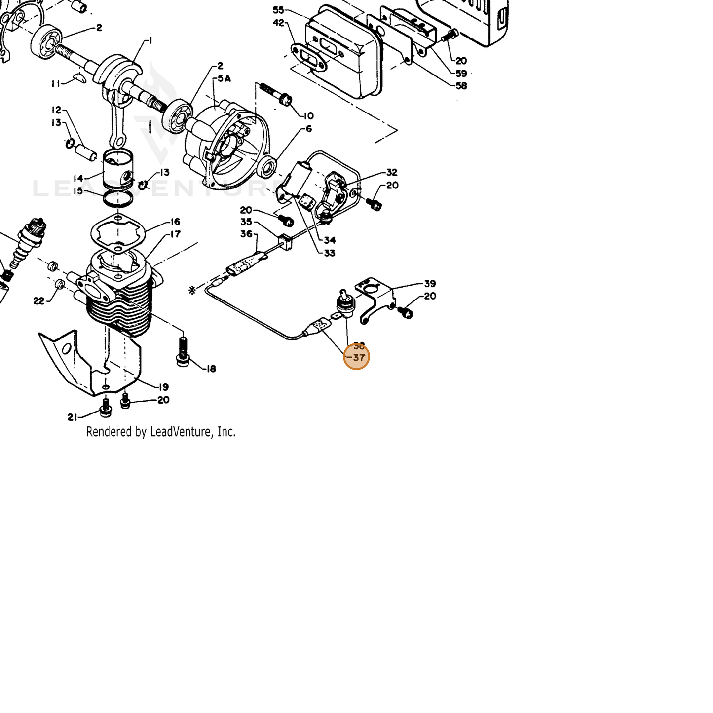 ECHO part 15613106530 — IPL diagram snippet (6x zoom, amber highlight)