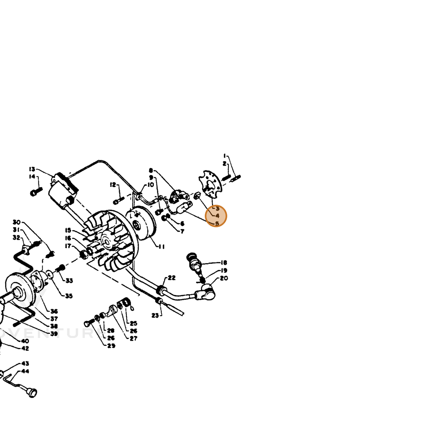 ECHO part 15613410130 — IPL diagram snippet (6x zoom, amber highlight)