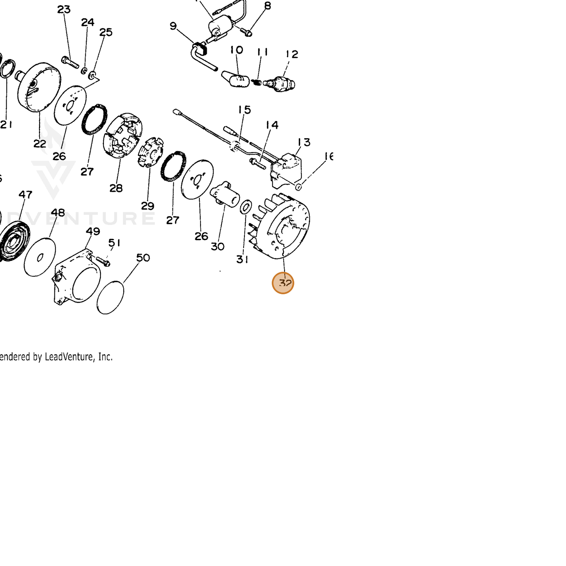 ECHO part 15620008320 — IPL diagram snippet (6x zoom, amber highlight)