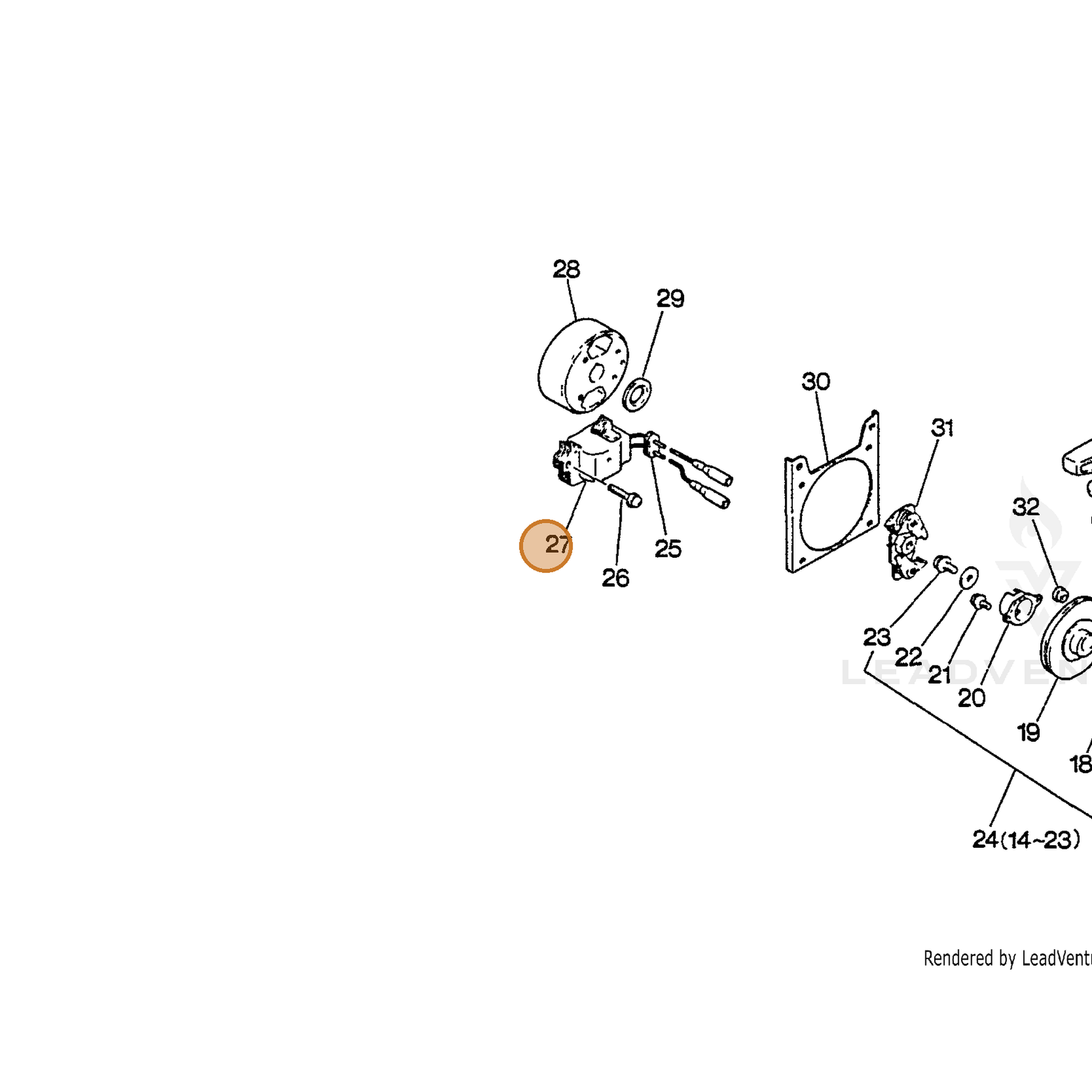 ECHO part 15660103460 — IPL diagram snippet (6x zoom, amber highlight)
