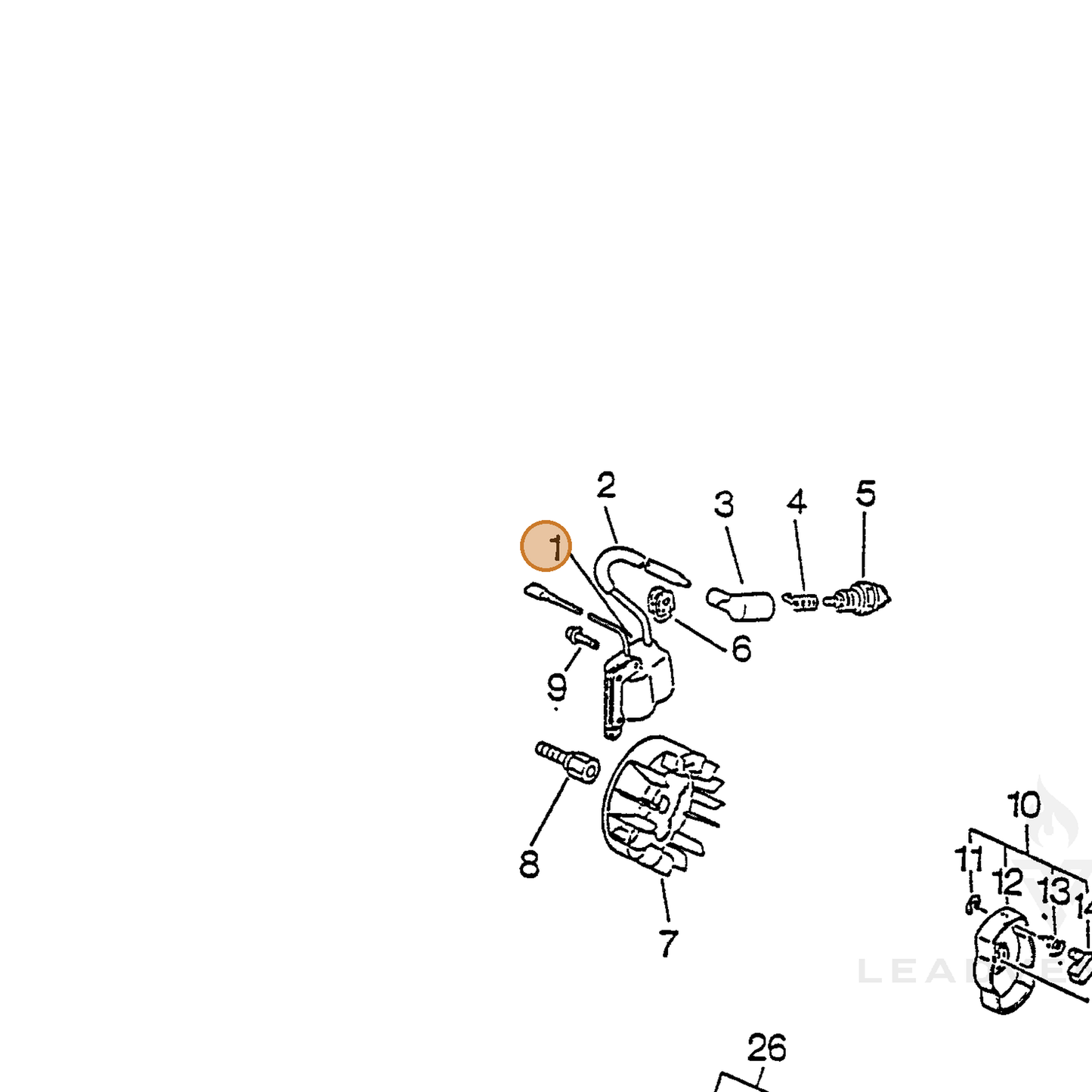 ECHO part 15660105061 — IPL diagram snippet (6x zoom, amber highlight)