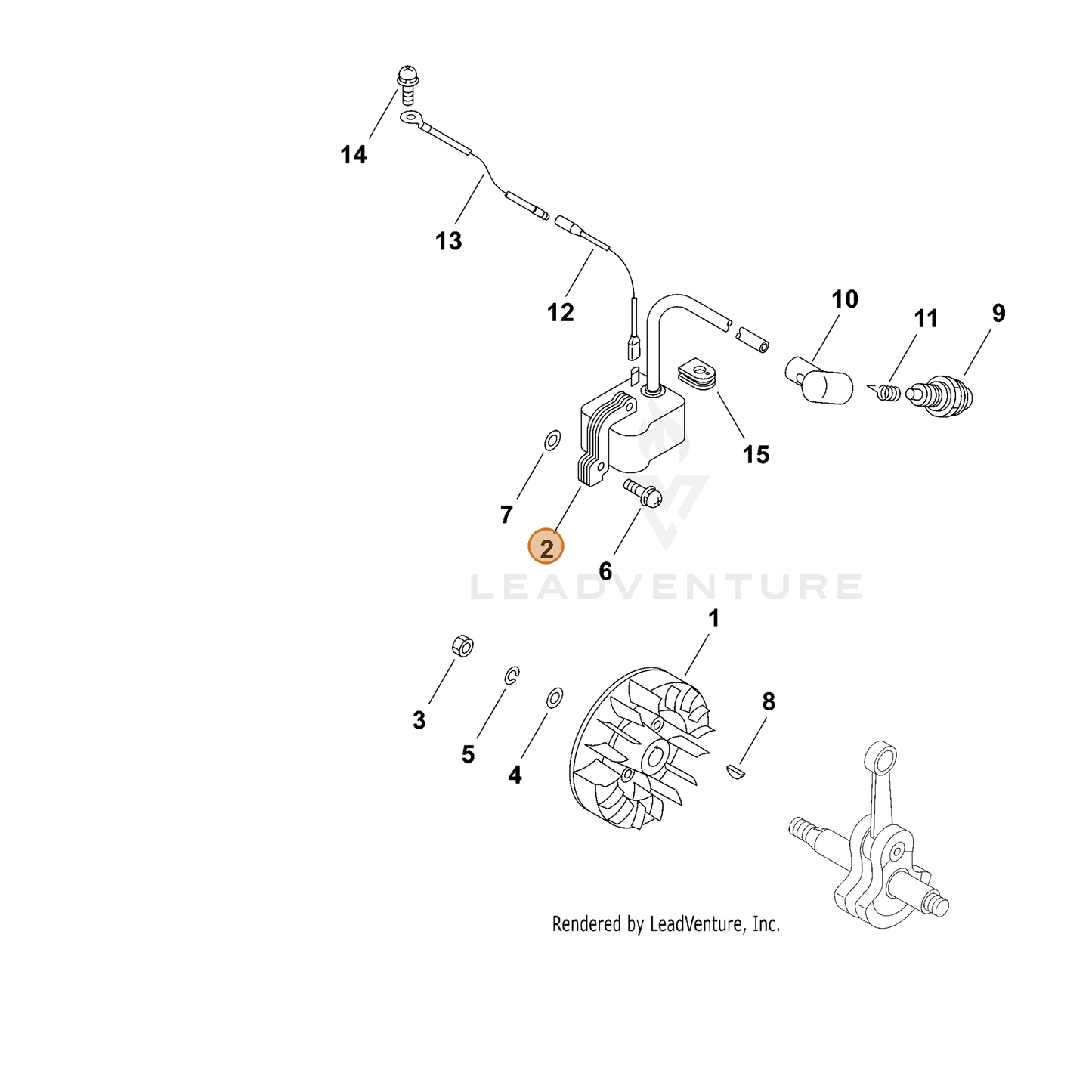 ECHO part 15660112921 — IPL diagram snippet (6x zoom, amber highlight)