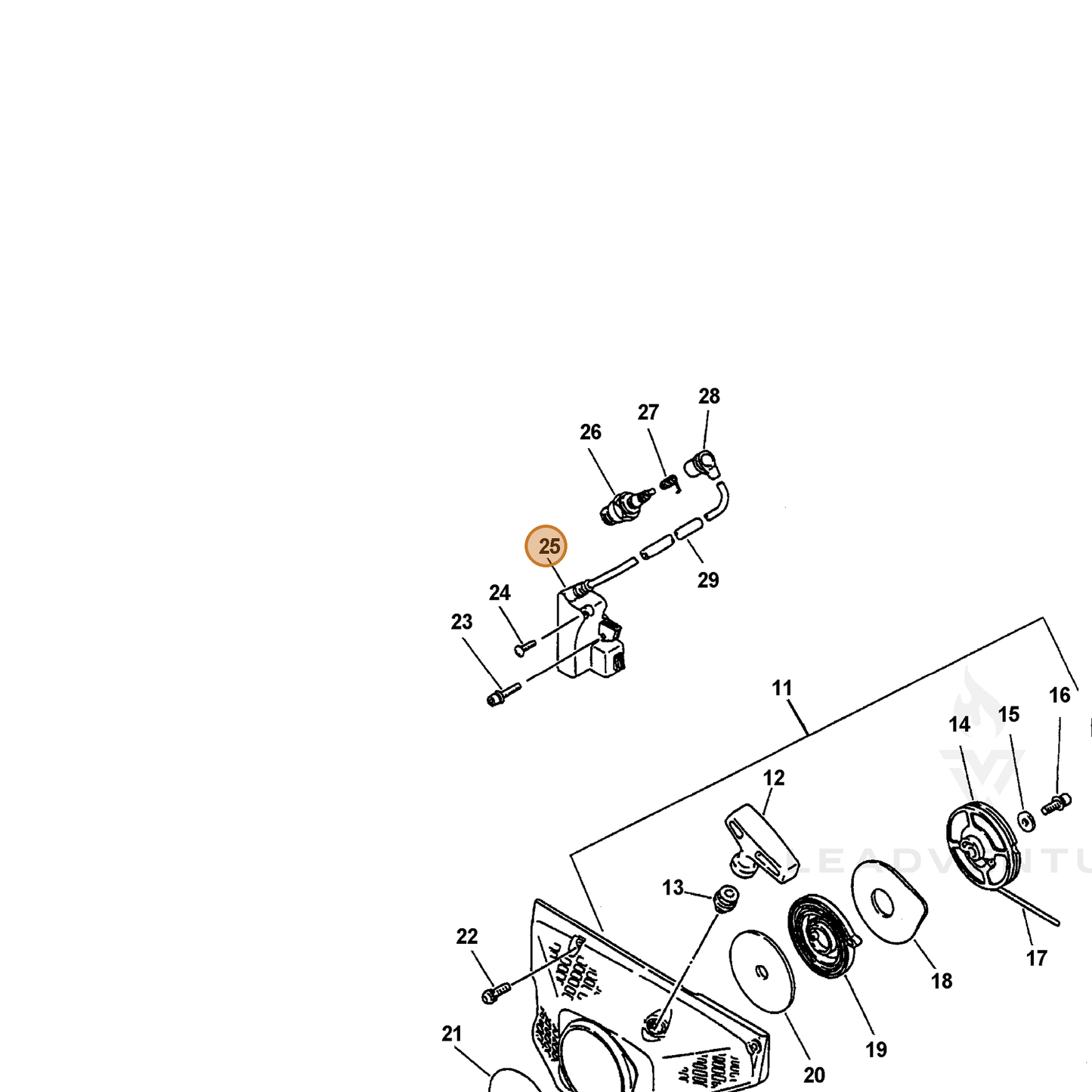 ECHO part 15660132632 — IPL diagram snippet (6x zoom, amber highlight)
