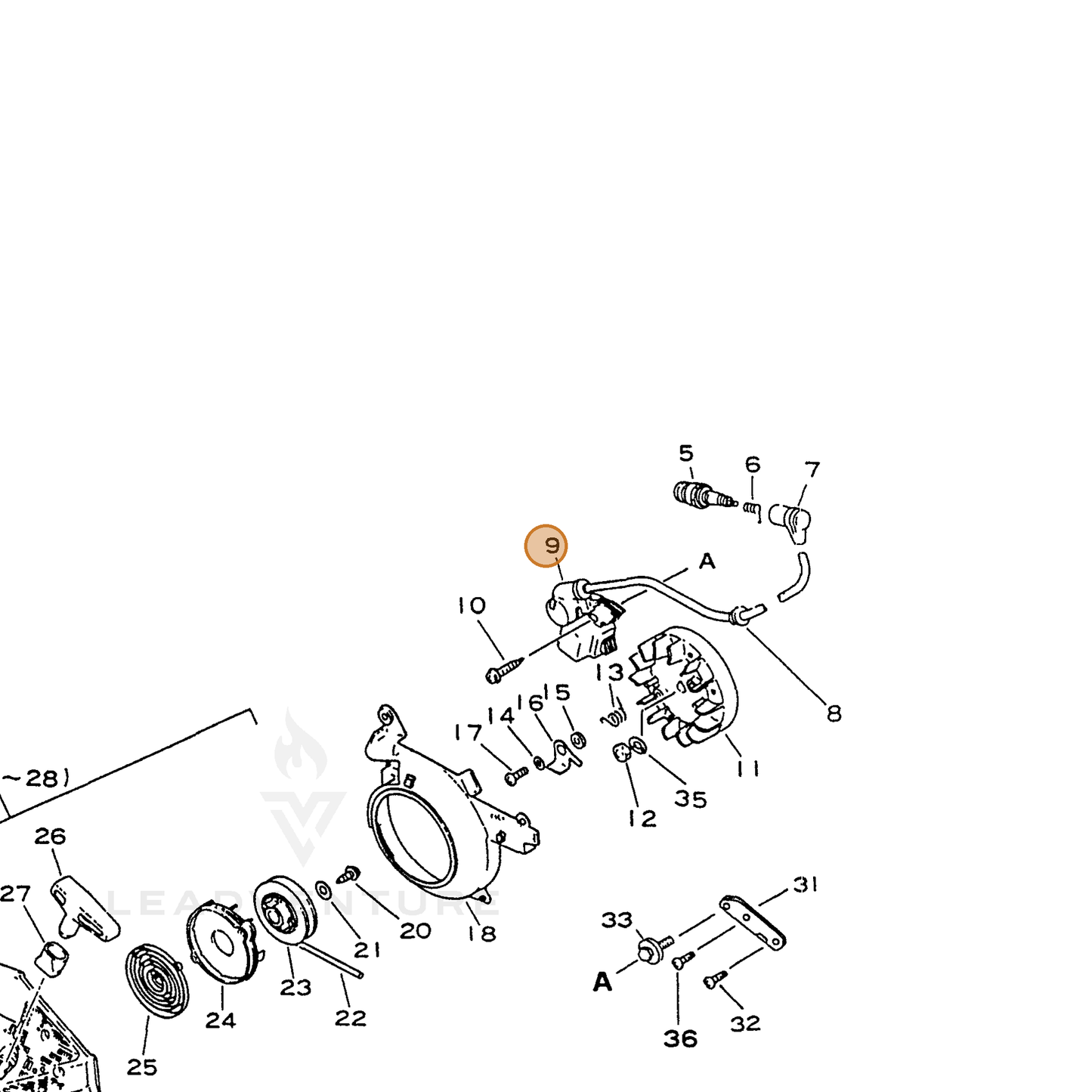 ECHO part 15660137330 — IPL diagram snippet (6x zoom, amber highlight)